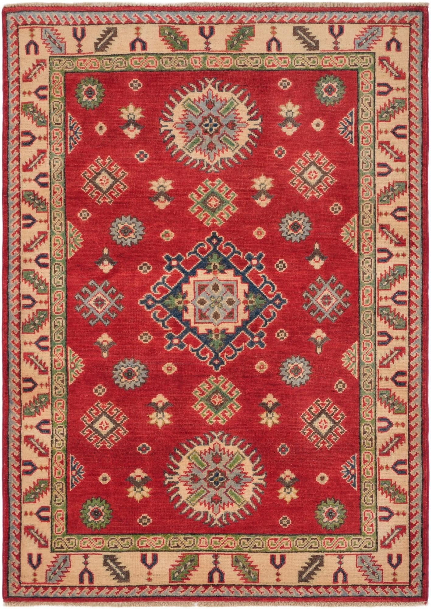 3' 5 x 4' 10 Hand Knotted Kazak Rug