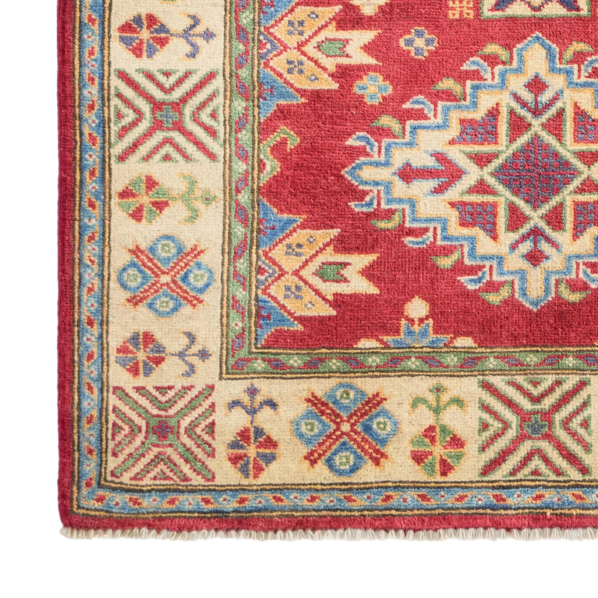 3' 4 x 4' 11 Hand Knotted Kazak Rug