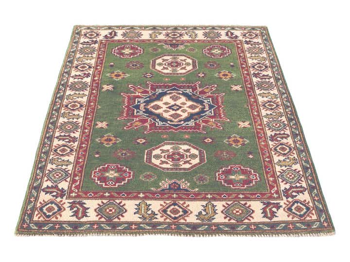 3' 4 x 4' 8 Hand Knotted Kazak Rug