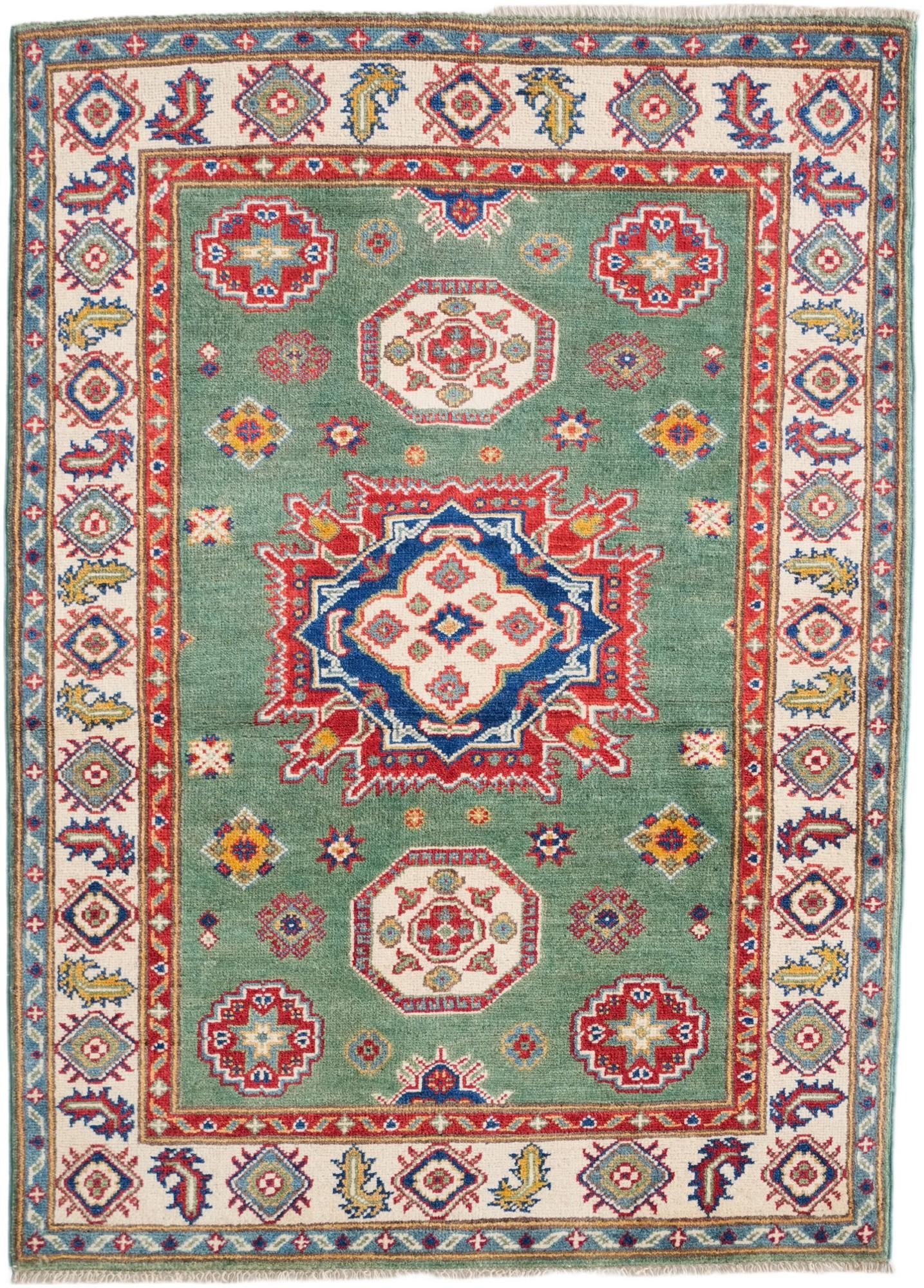 3' 4 x 4' 8 Hand Knotted Kazak Rug