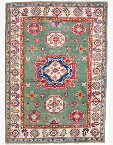 3' 4 x 4' 8 Hand Knotted Kazak Rug