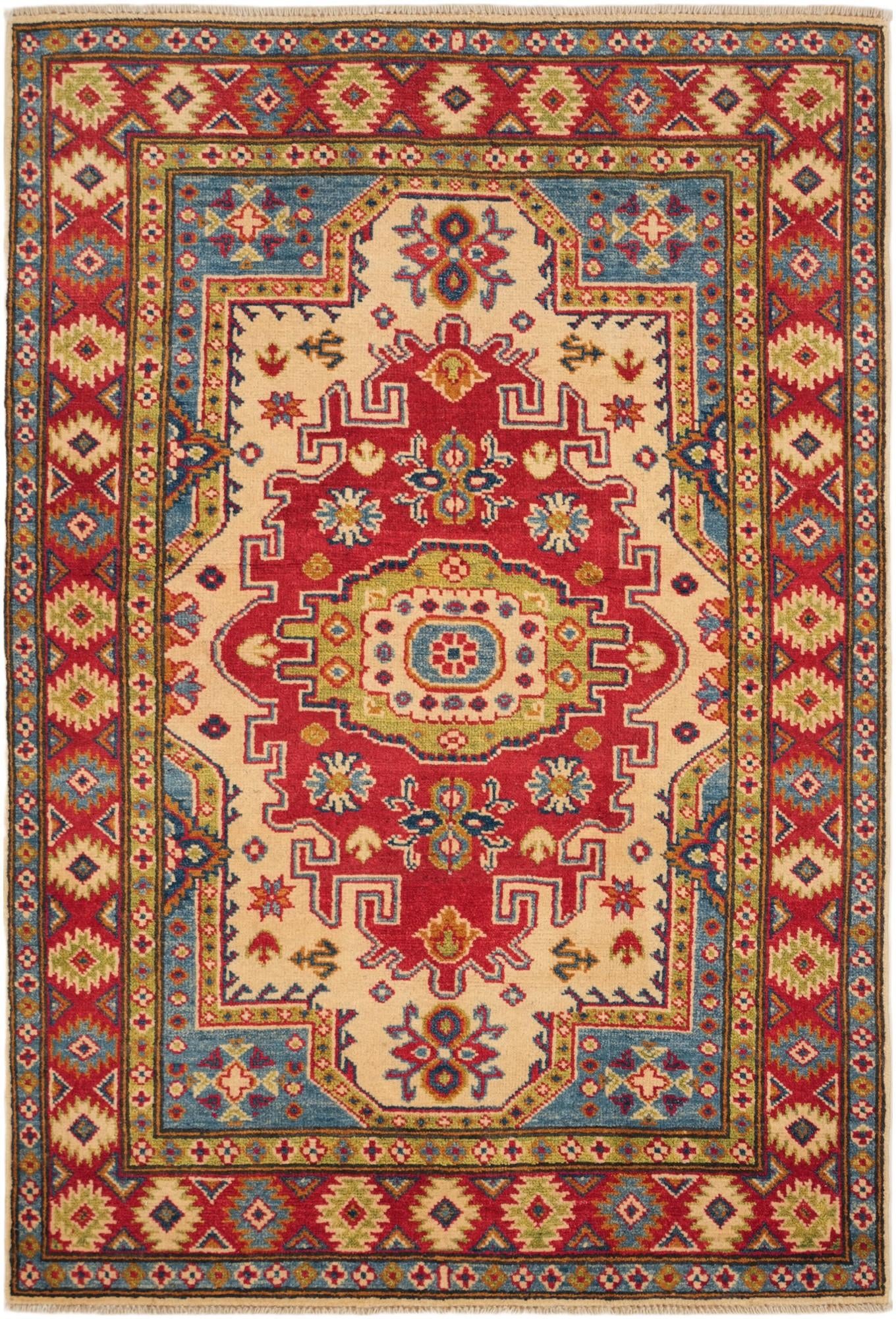 3' 2 x 4' 8 Hand Knotted Kazak Rug