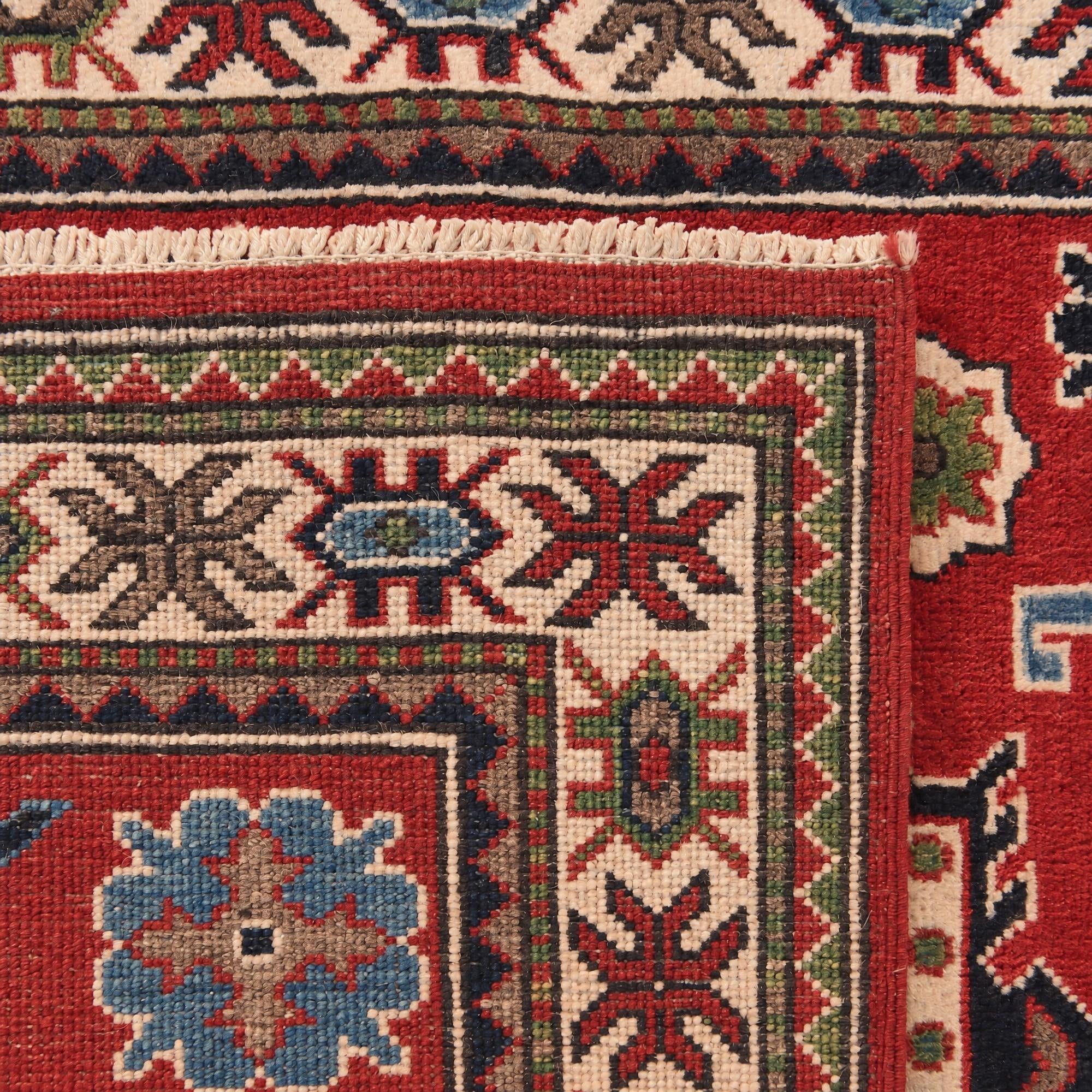 100cm x 145cm Handgeknüpft Kazak Teppich
