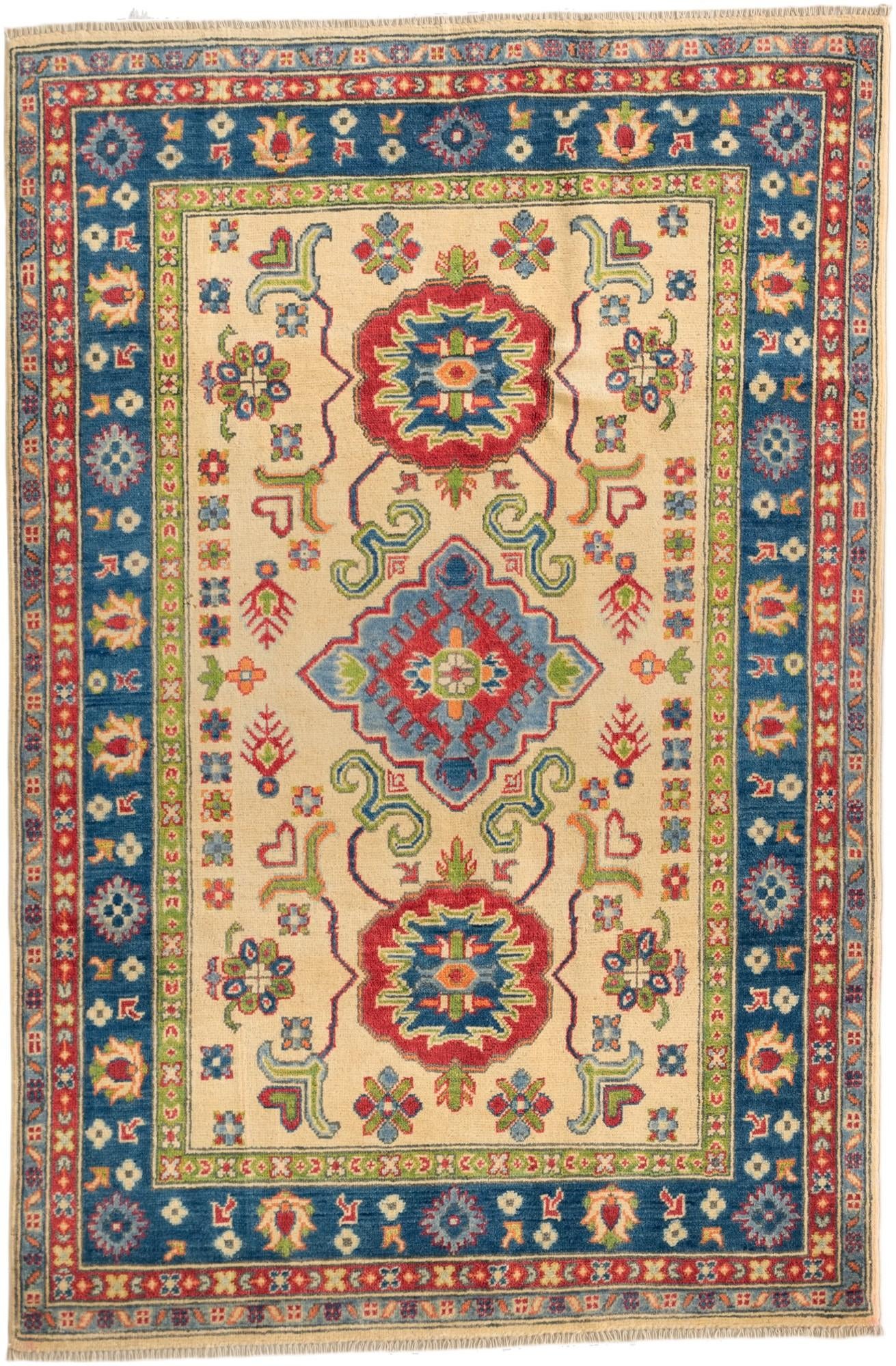 4' x 6' 1 Hand Knotted Kazak Rug