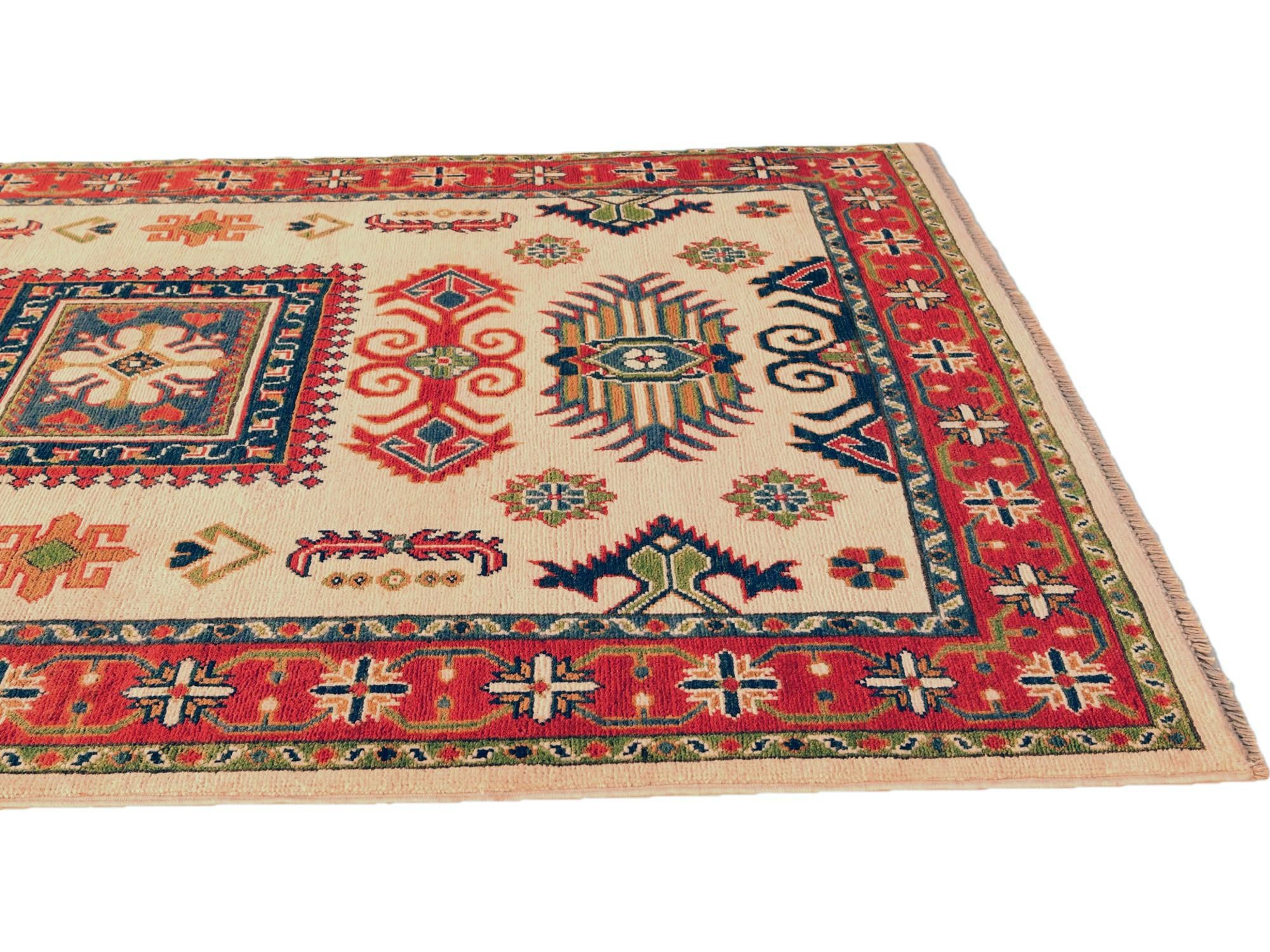 4' x 6' 2 Hand Knotted Kazak Rug