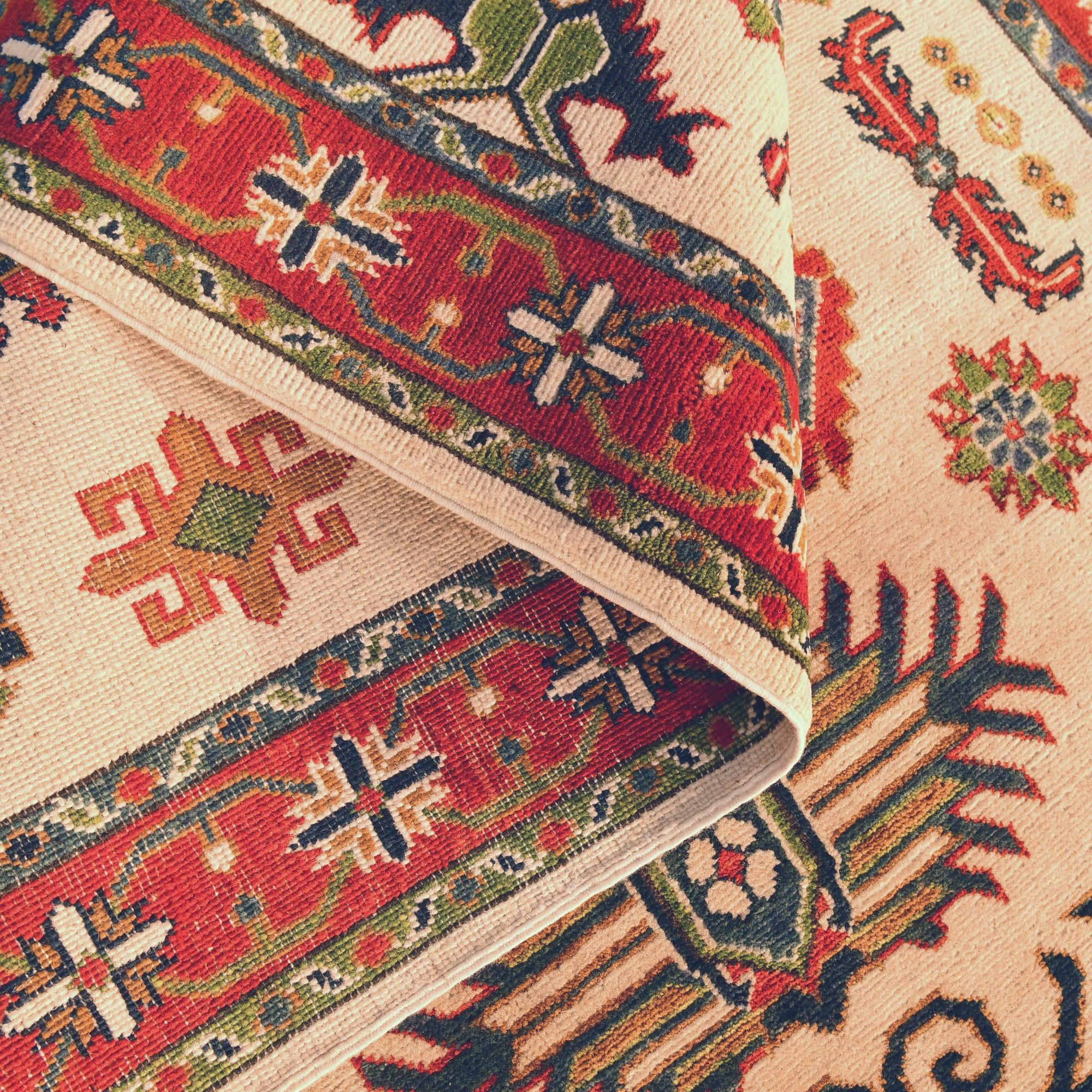 4' x 6' 2 Hand Knotted Kazak Rug