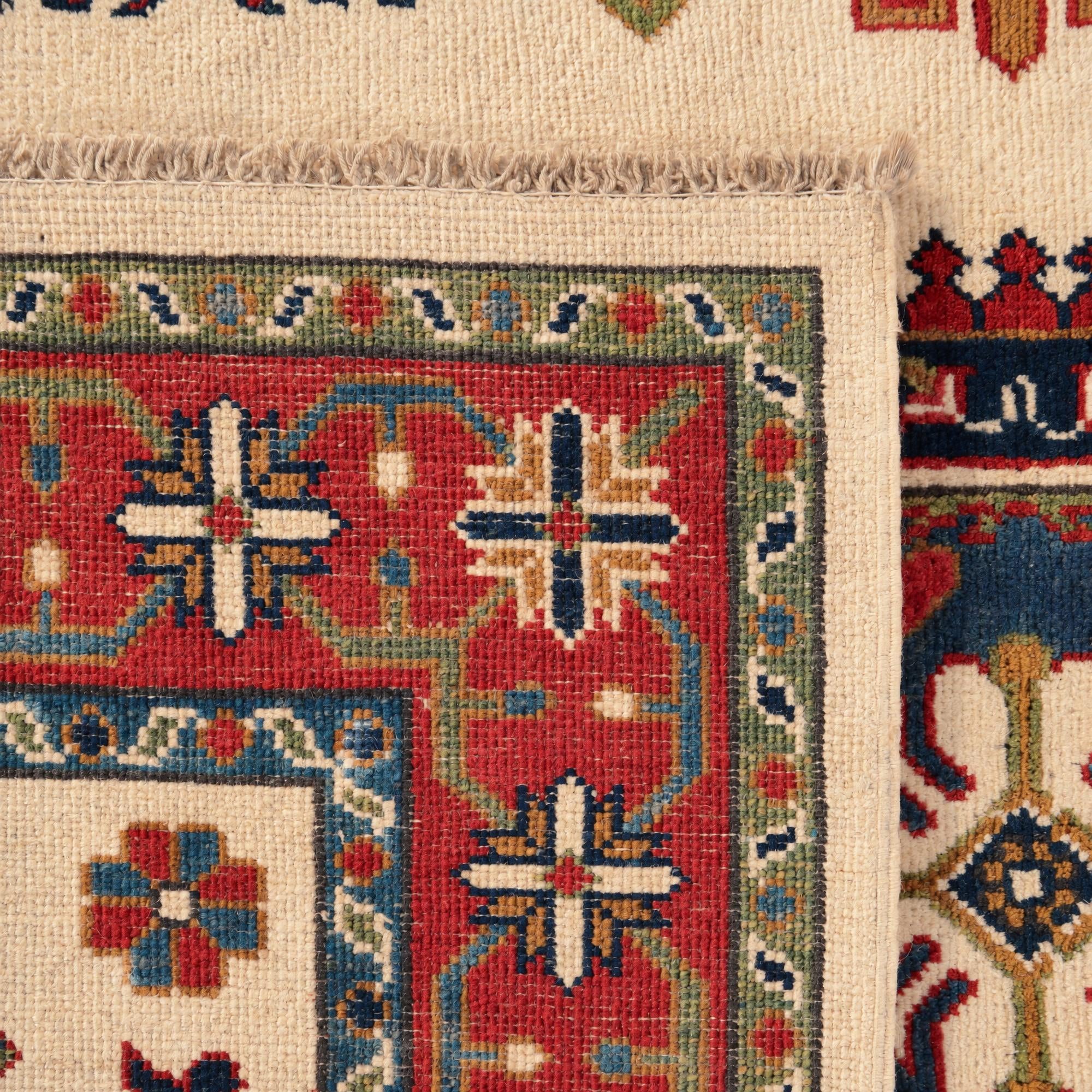 120cm x 185cm Noué main Kazak Tapis