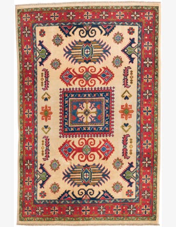 4' x 6' 2 Hand Knotted Kazak Rug