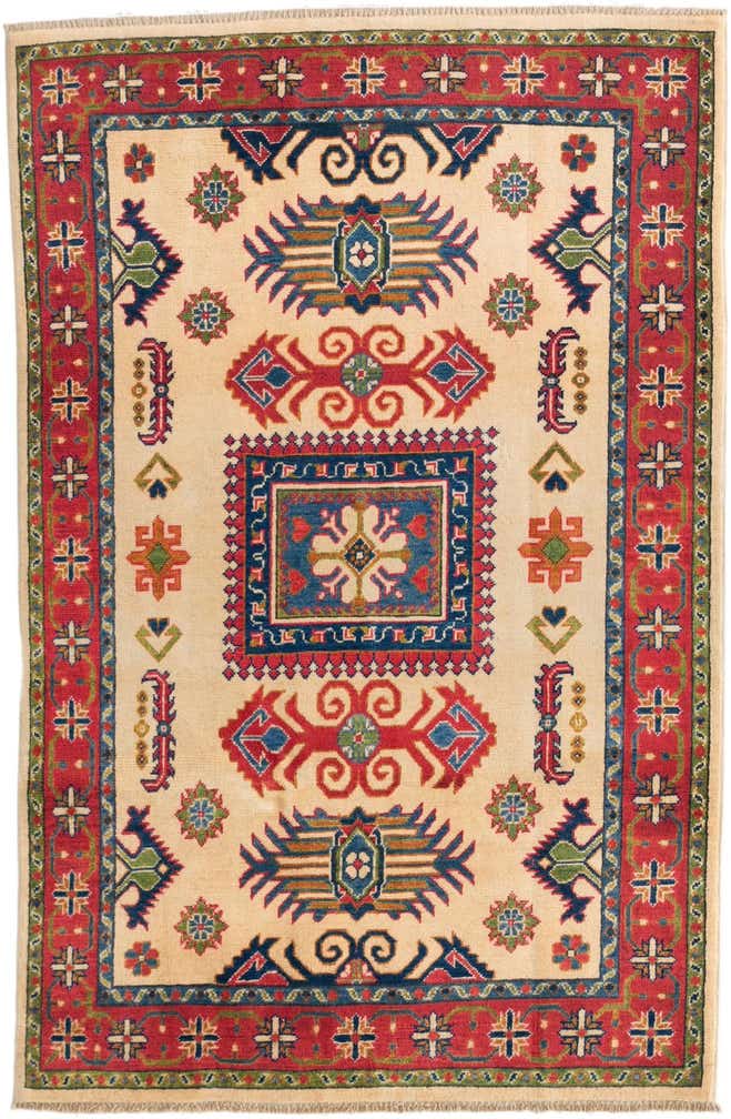 4' x 6' 2 Hand Knotted Kazak Rug