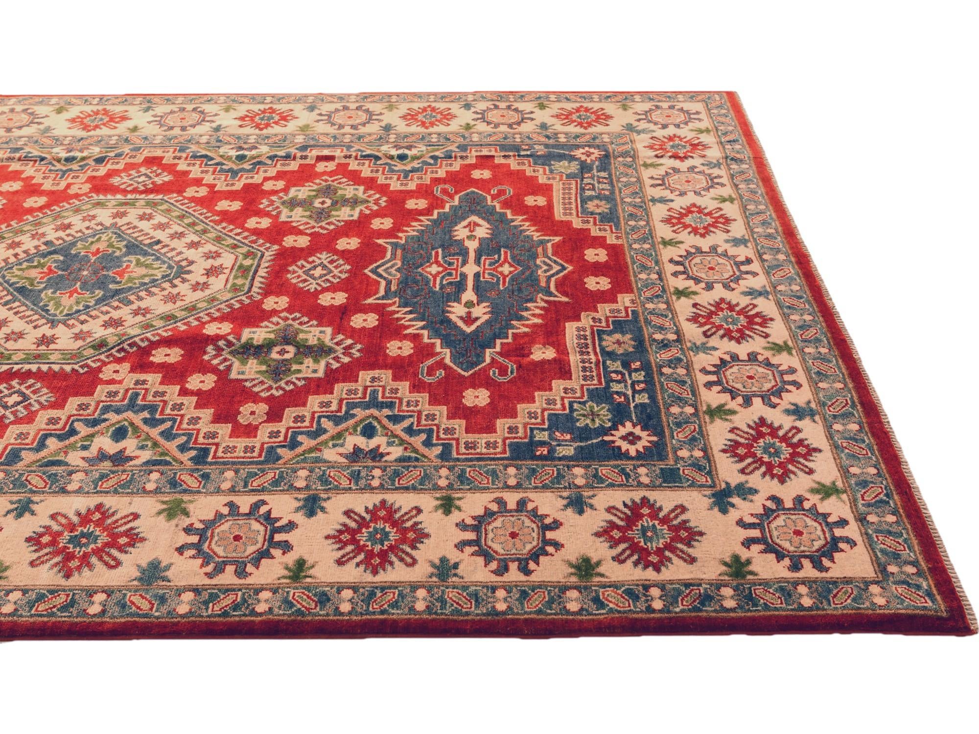 6' 10 x 9' 3 Hand Knotted Kazak Rug