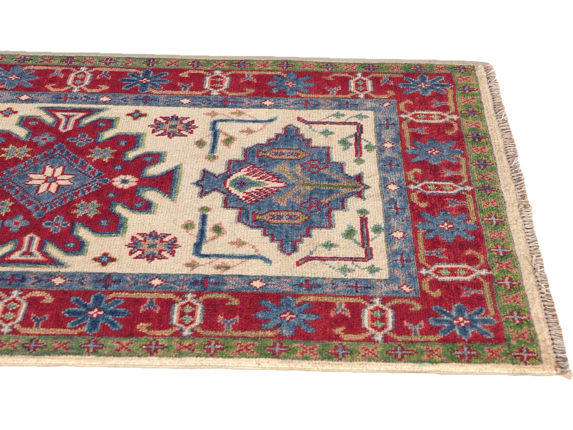 Detail image 6 of 10: 2' 7 x 4' Hand Knotted Kazak Rug