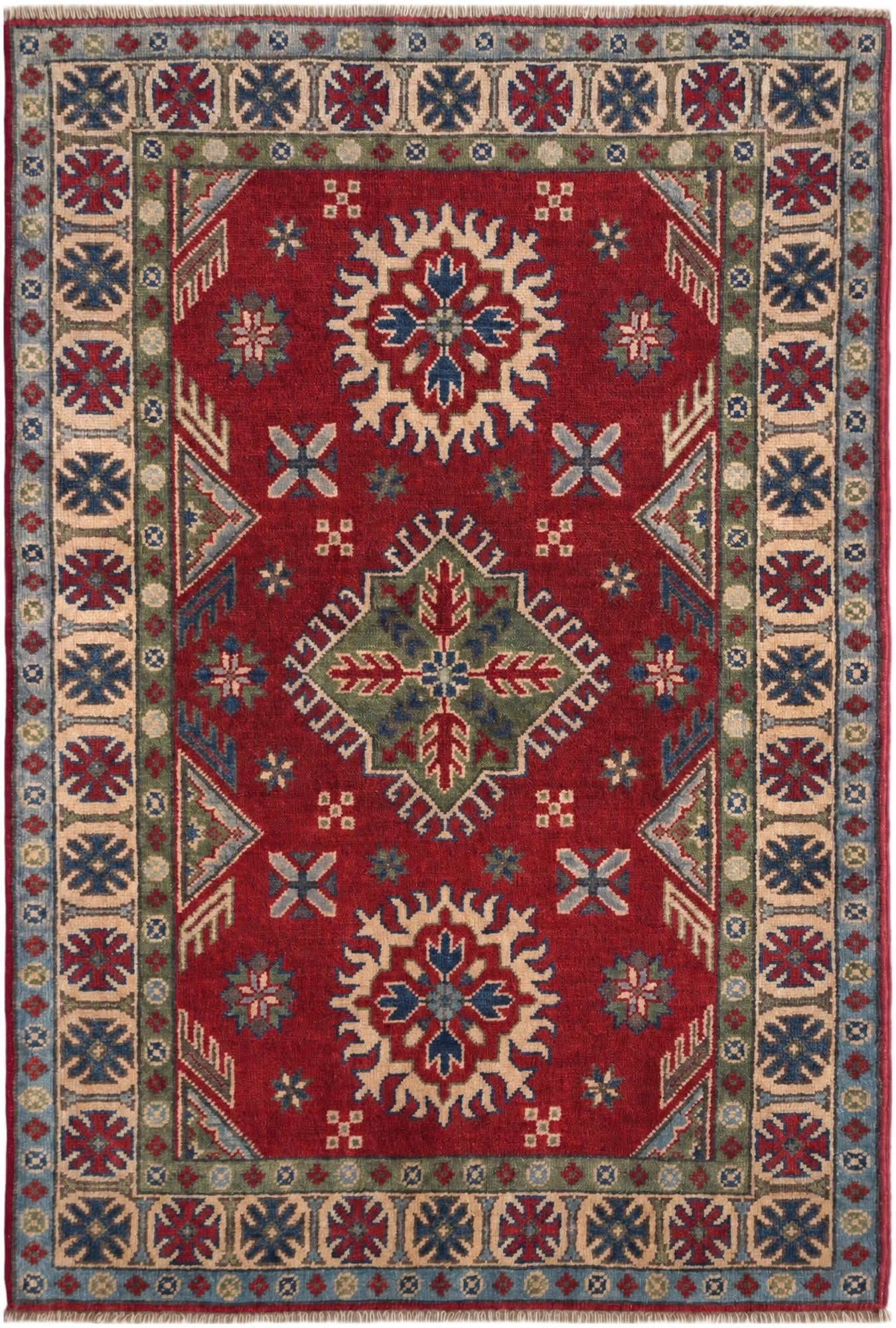 3' 2 x 4' 9 Hand Knotted Kazak Rug