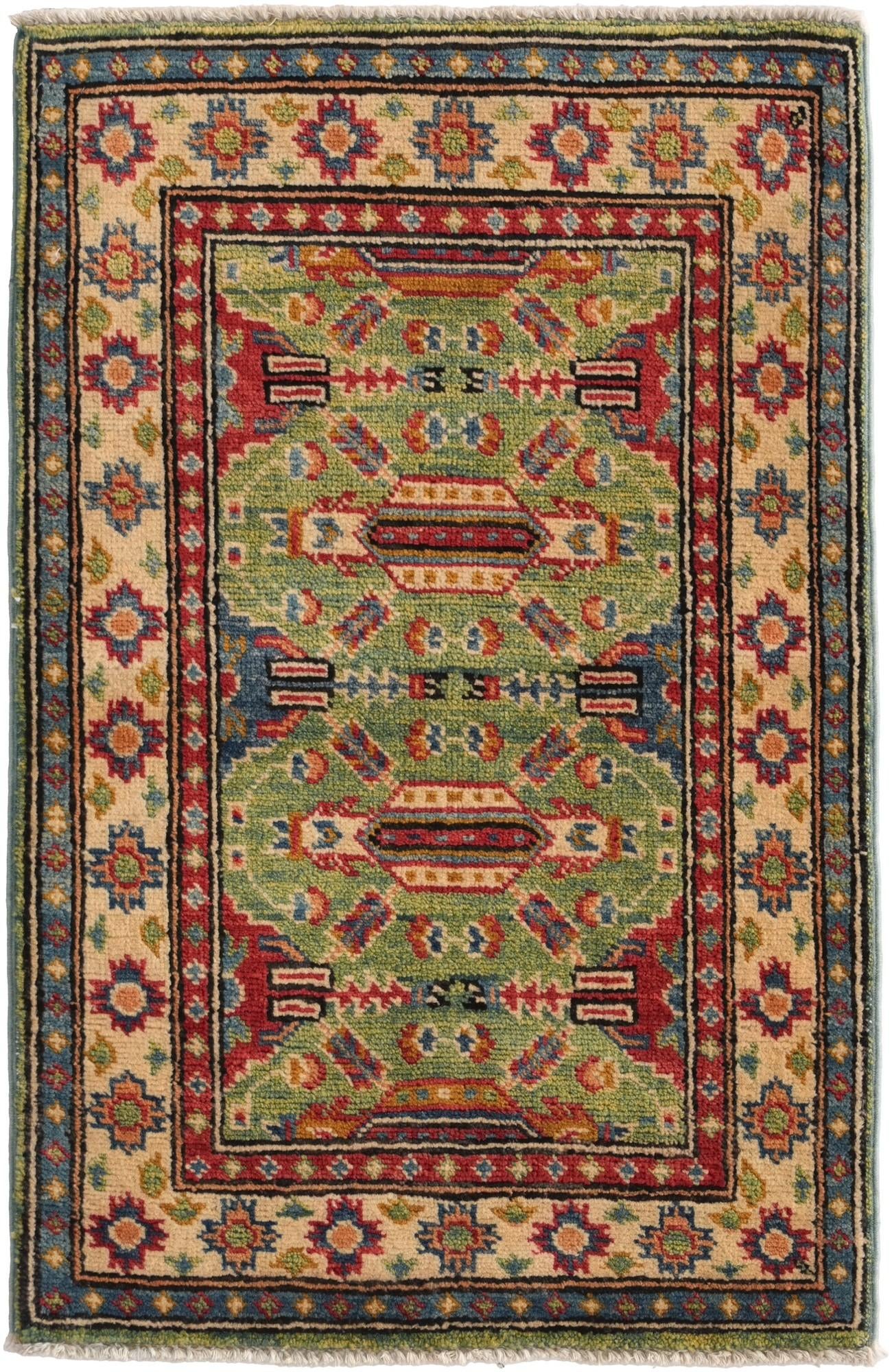 1' 11 x 3' Hand Knotted Kazak Rug