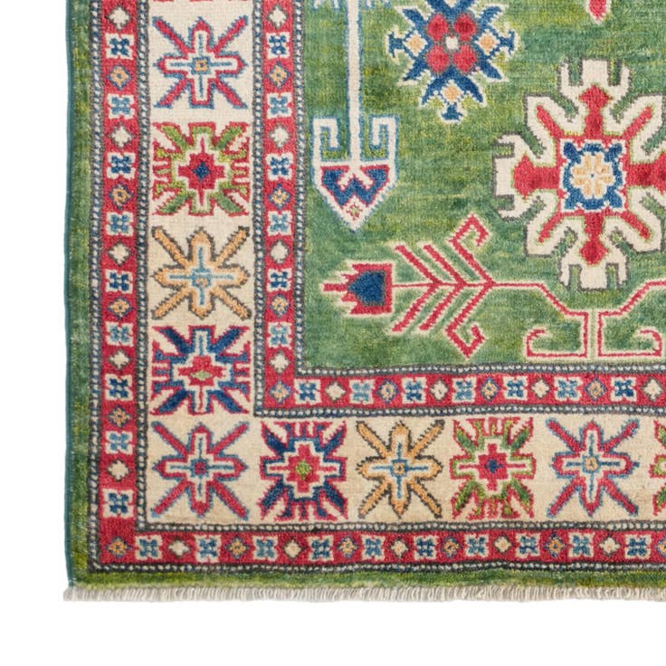 Detailansicht von 100cm x 150cm Handgeknüpft Kazak Teppich