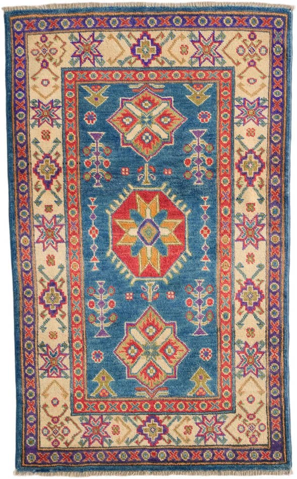 Detail image of 80cm x 130cm anudado a mano Kazak Alfombra