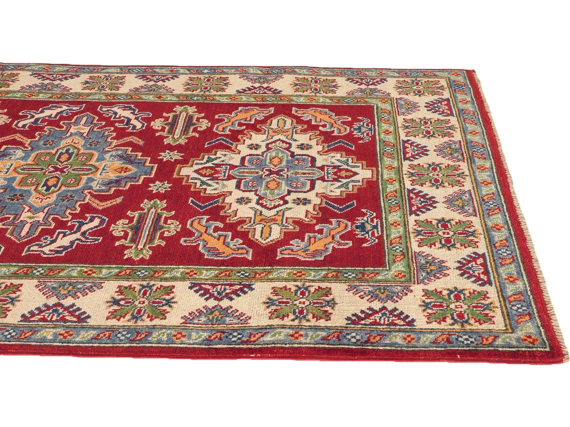 3' 11 x 6' Hand Knotted Kazak Rug