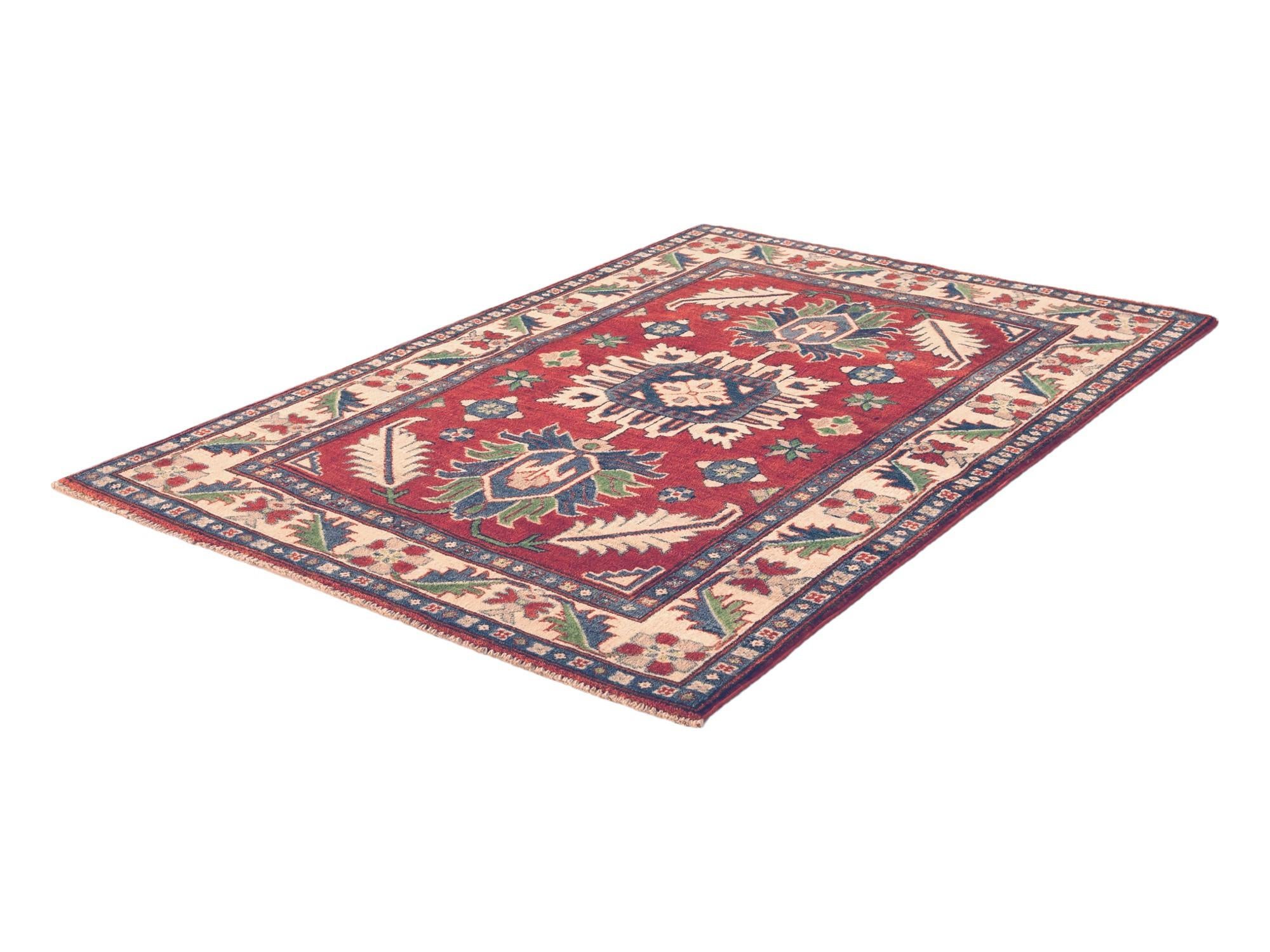 3' 4 x 4' 11 Hand Knotted Kazak Rug
