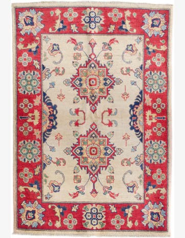3' 5 x 4' 11 Hand Knotted Kazak Rug