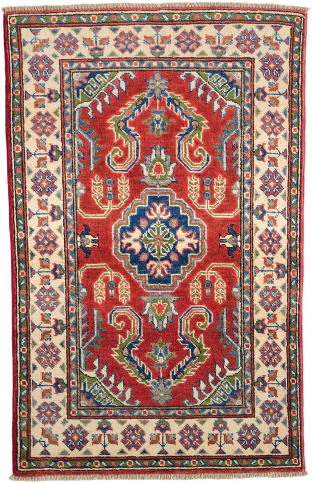 Detailansicht von 80cm x 125cm Handgeknüpft Kazak Teppich
