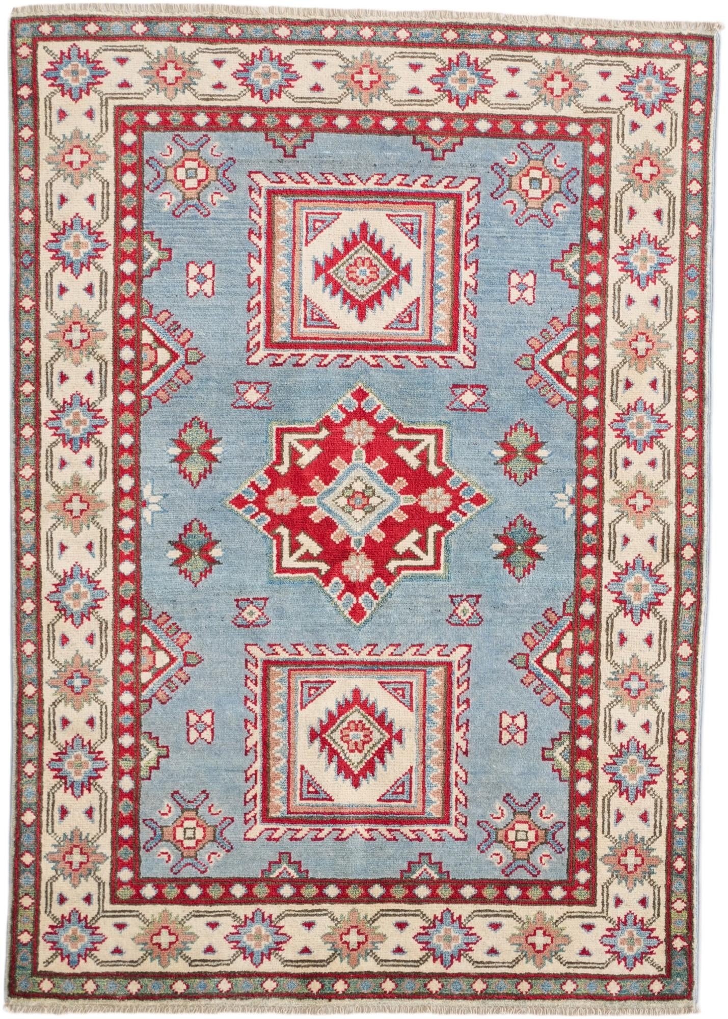 3' 4 x 4' 8 Hand Knotted Kazak Rug