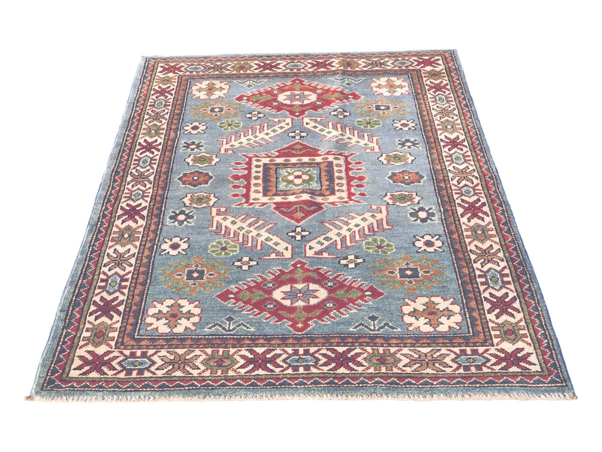 3' 4 x 4' 10 Hand Knotted Kazak Rug