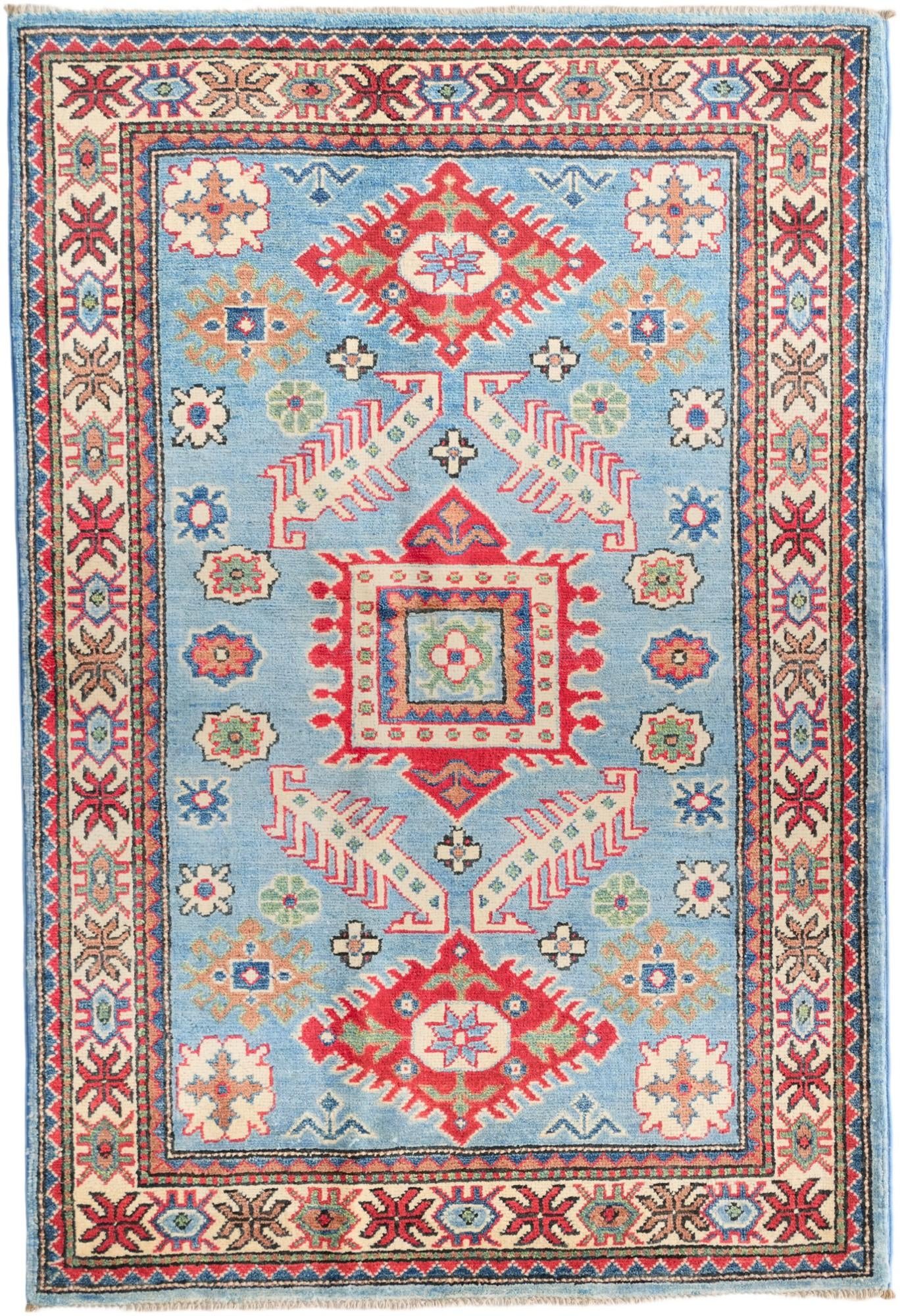 3' 4 x 4' 10 Hand Knotted Kazak Rug