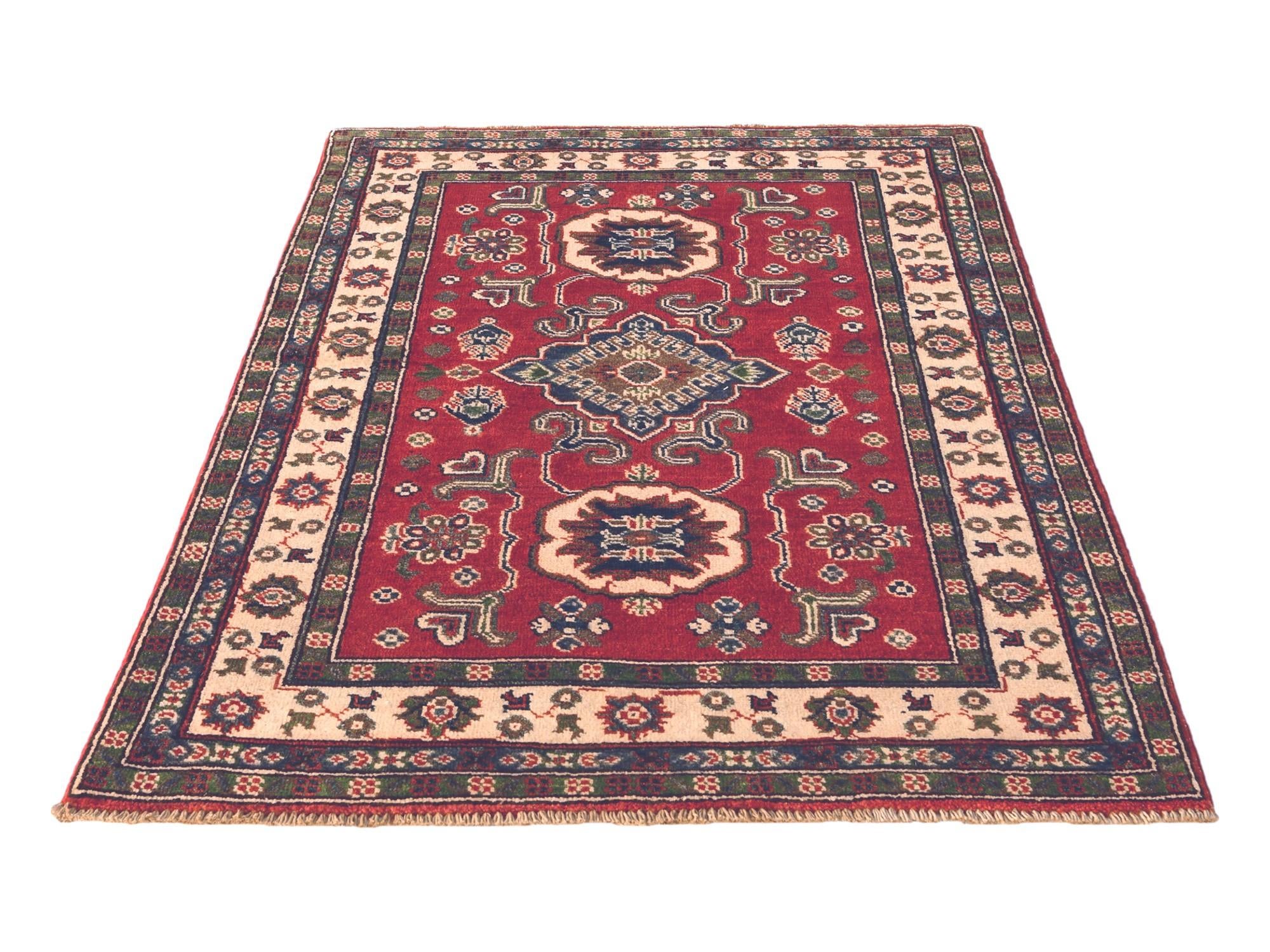 3' 2 x 4' 10 Hand Knotted Kazak Rug