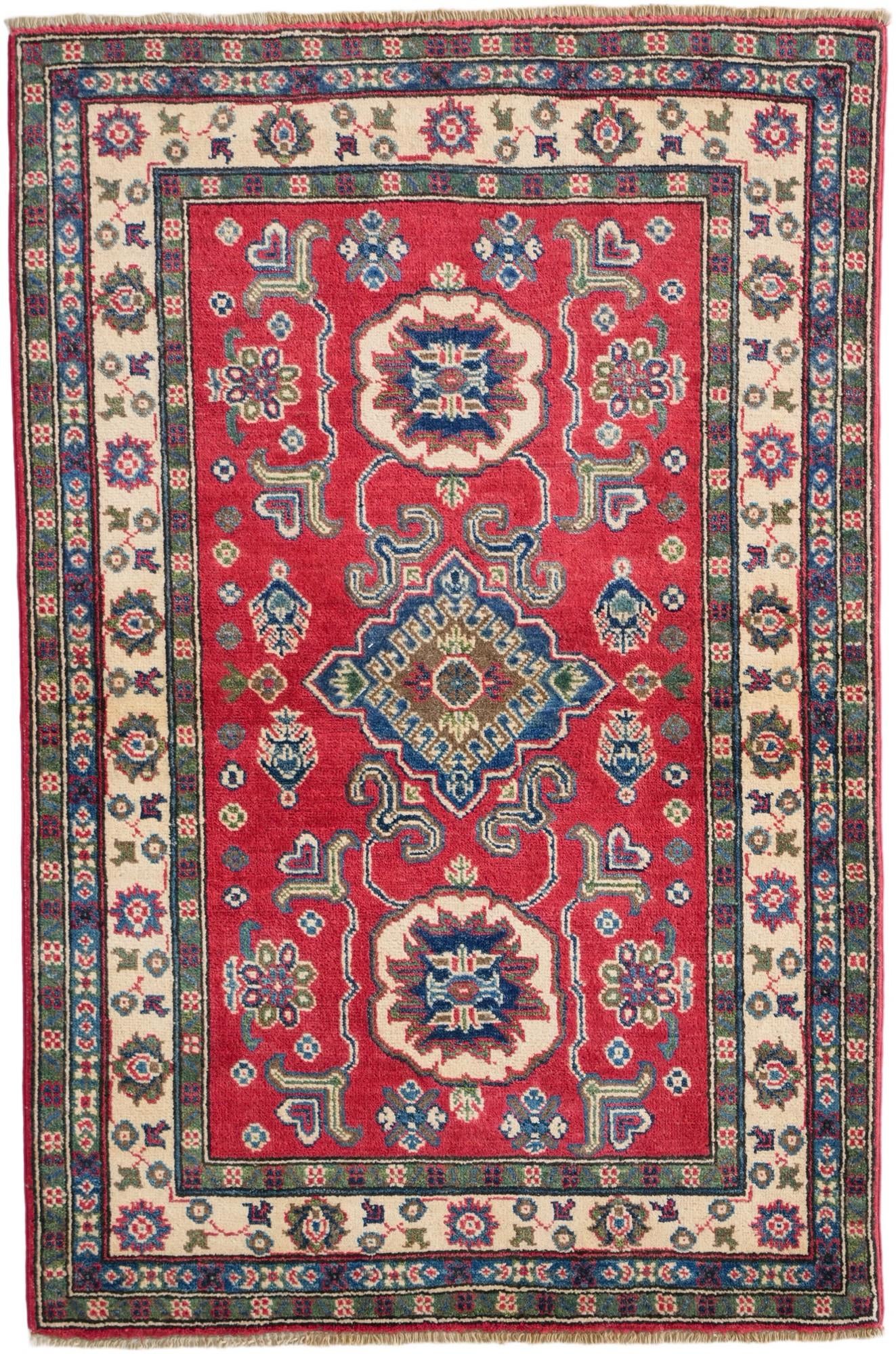 3' 2 x 4' 10 Hand Knotted Kazak Rug