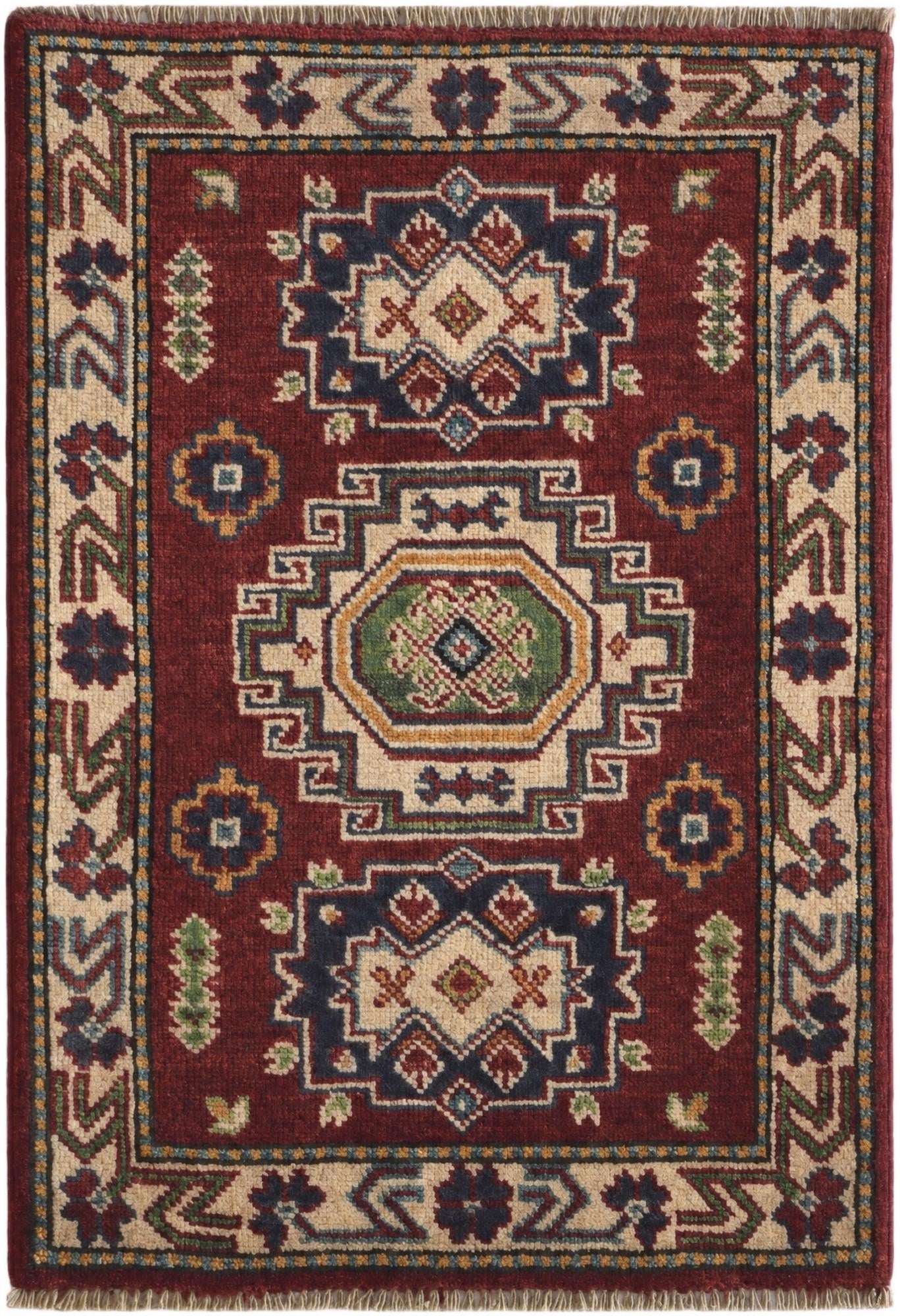 1' 11 x 2' 9 Hand Knotted Kazak Rug