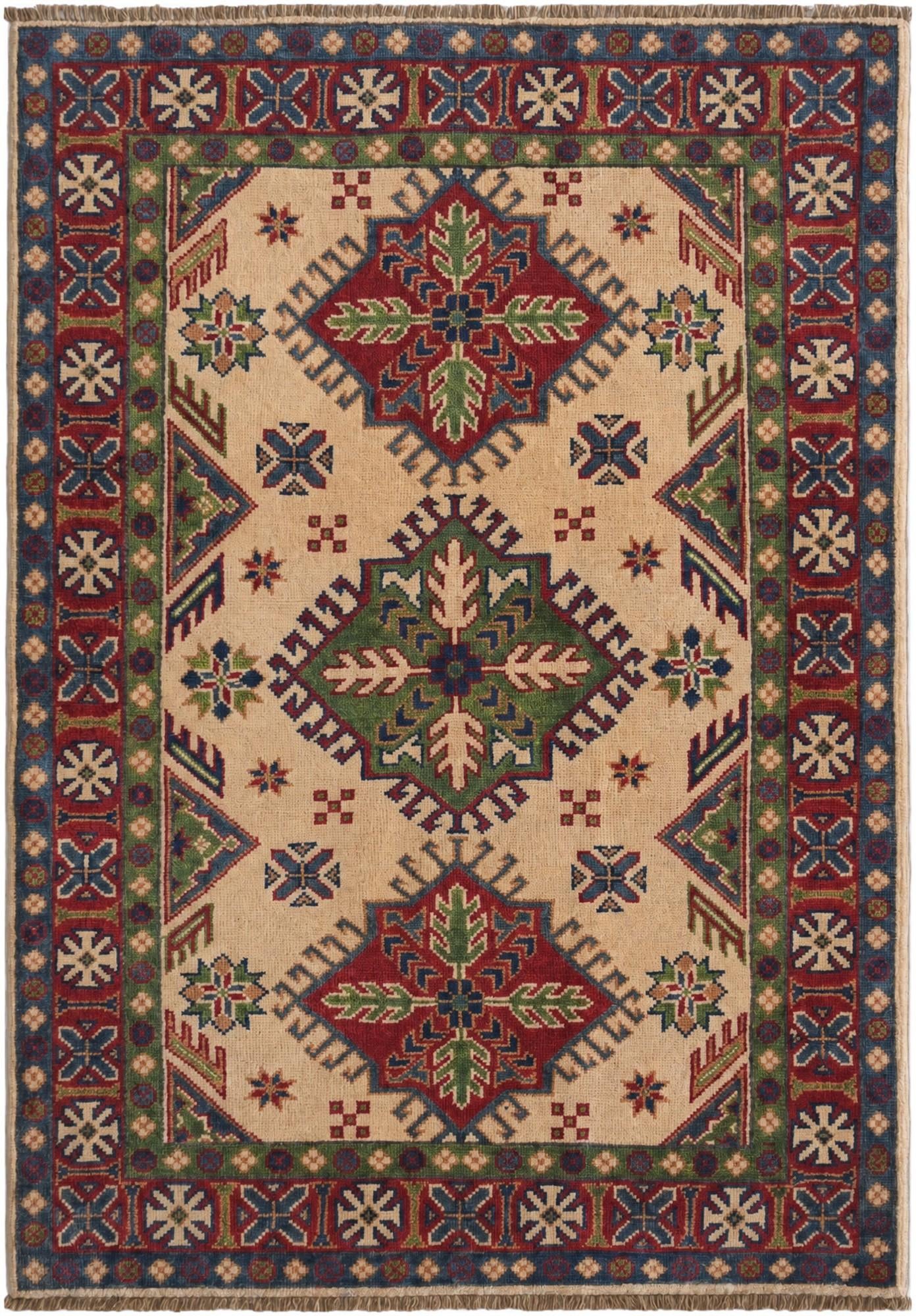 3' 3 x 4' 9 Hand Knotted Kazak Rug