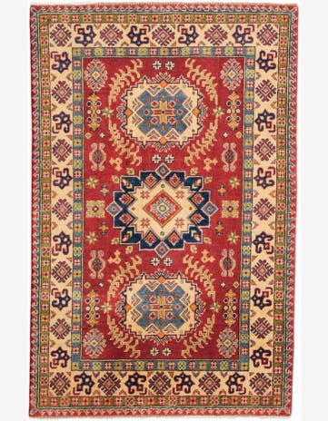 4' x 6' 2 Hand Knotted Kazak Rug