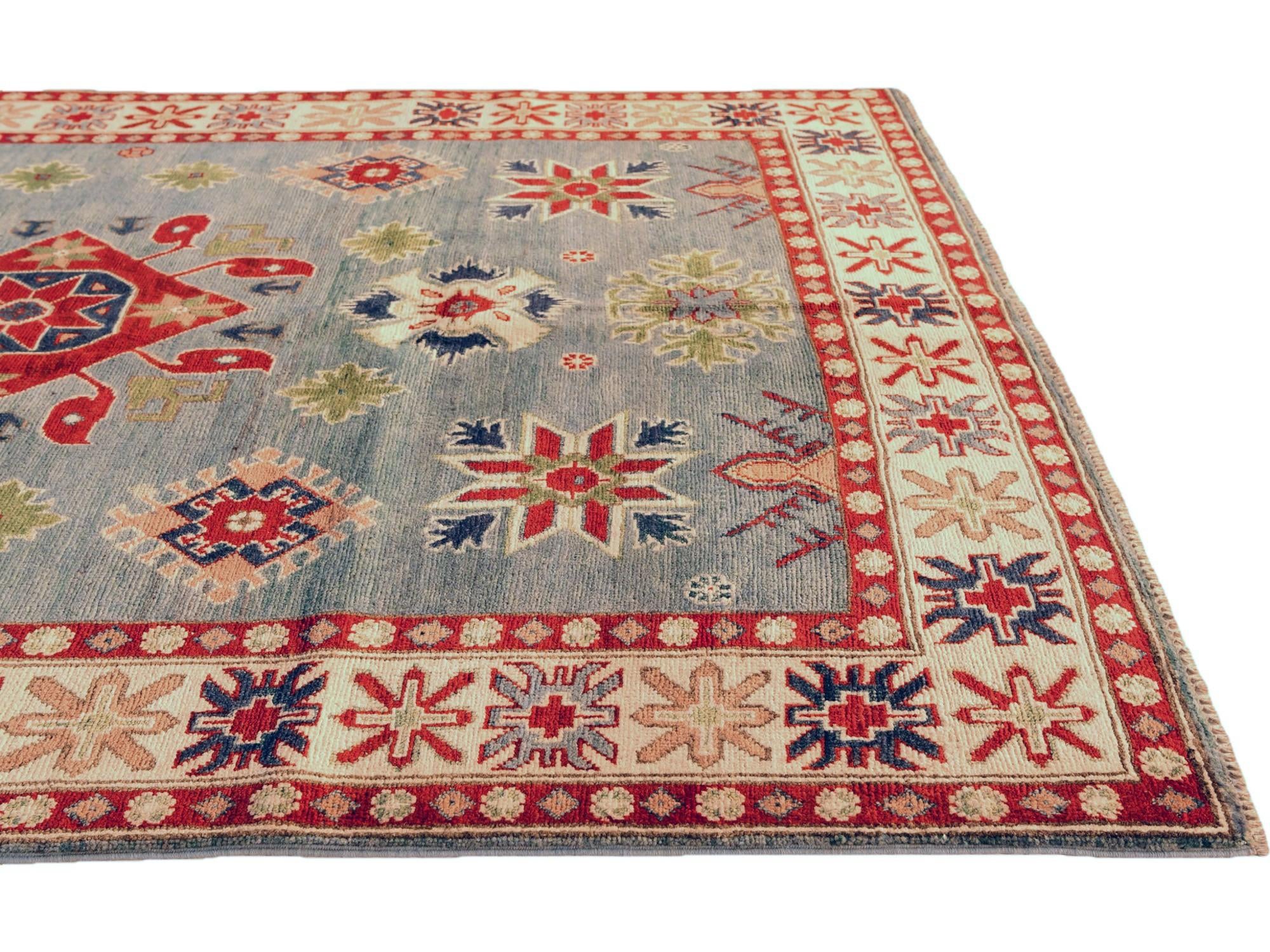 5' 2 x 6' 7 Hand Knotted Kazak Rug