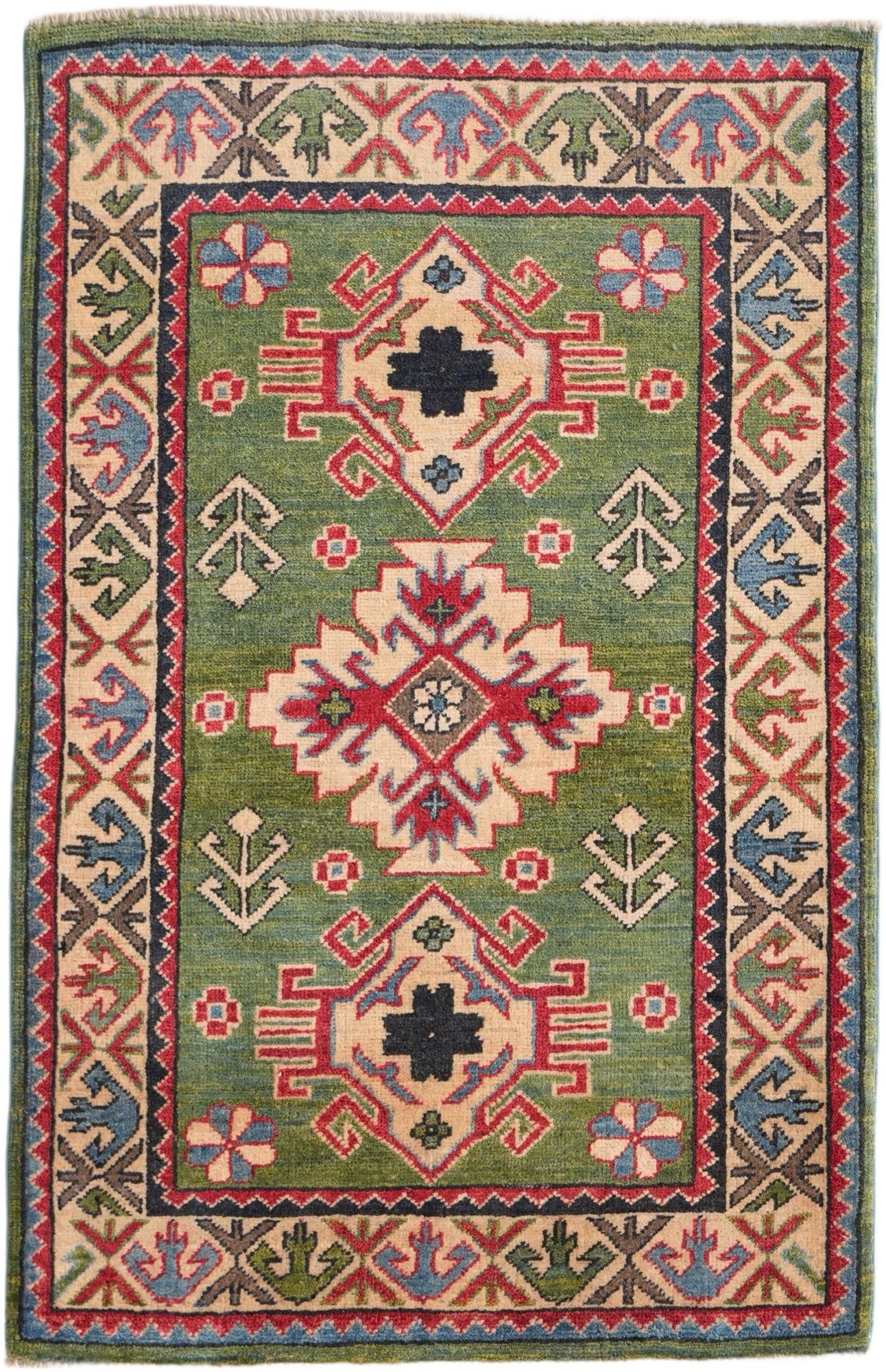 2' 7 x 4' Hand Knotted Kazak Rug