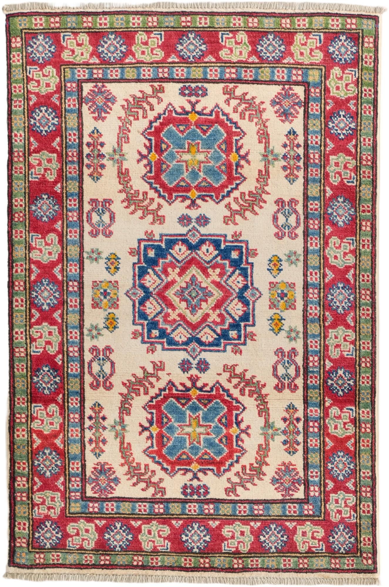 2' 7 x 4' Hand Knotted Kazak Rug