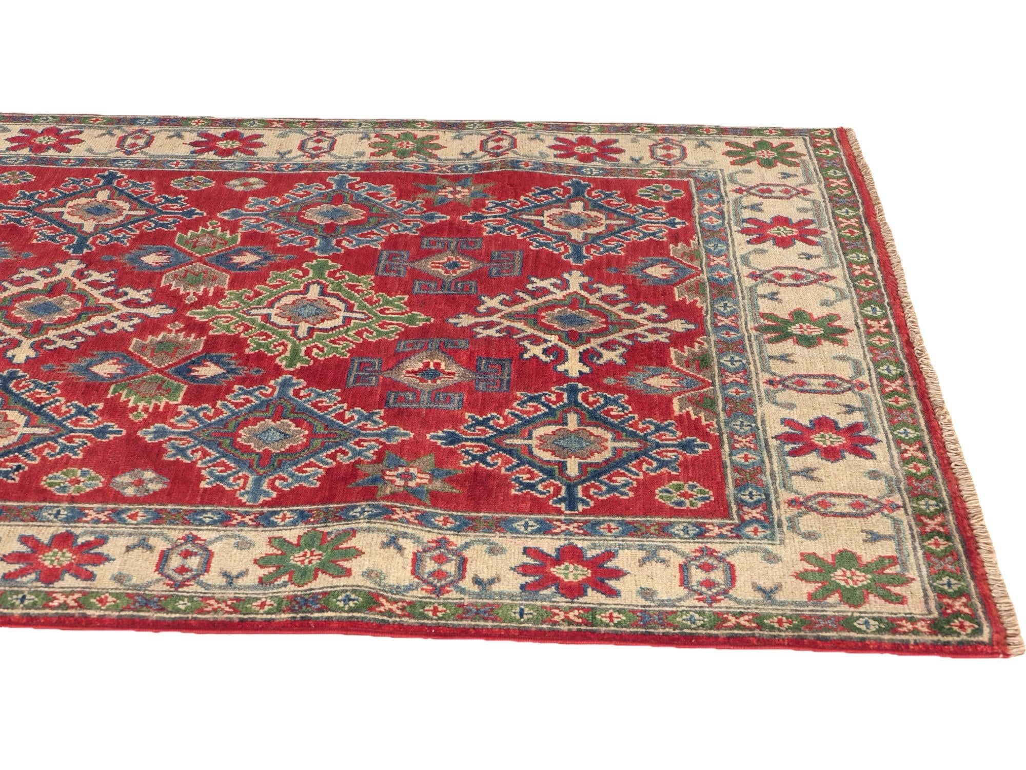 3' 11 x 6' Hand Knotted Kazak Rug