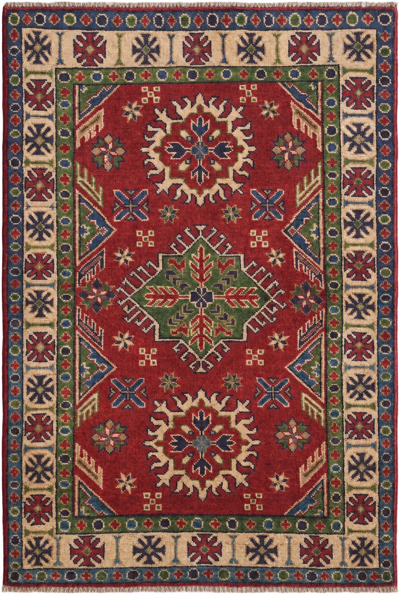 3' 3 x 4' 11 Hand Knotted Kazak Rug