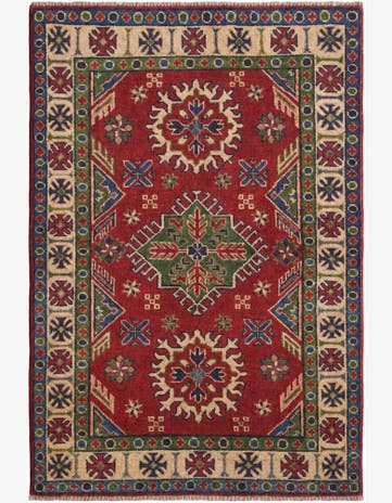 3' 3 x 4' 11 Hand Knotted Kazak Rug
