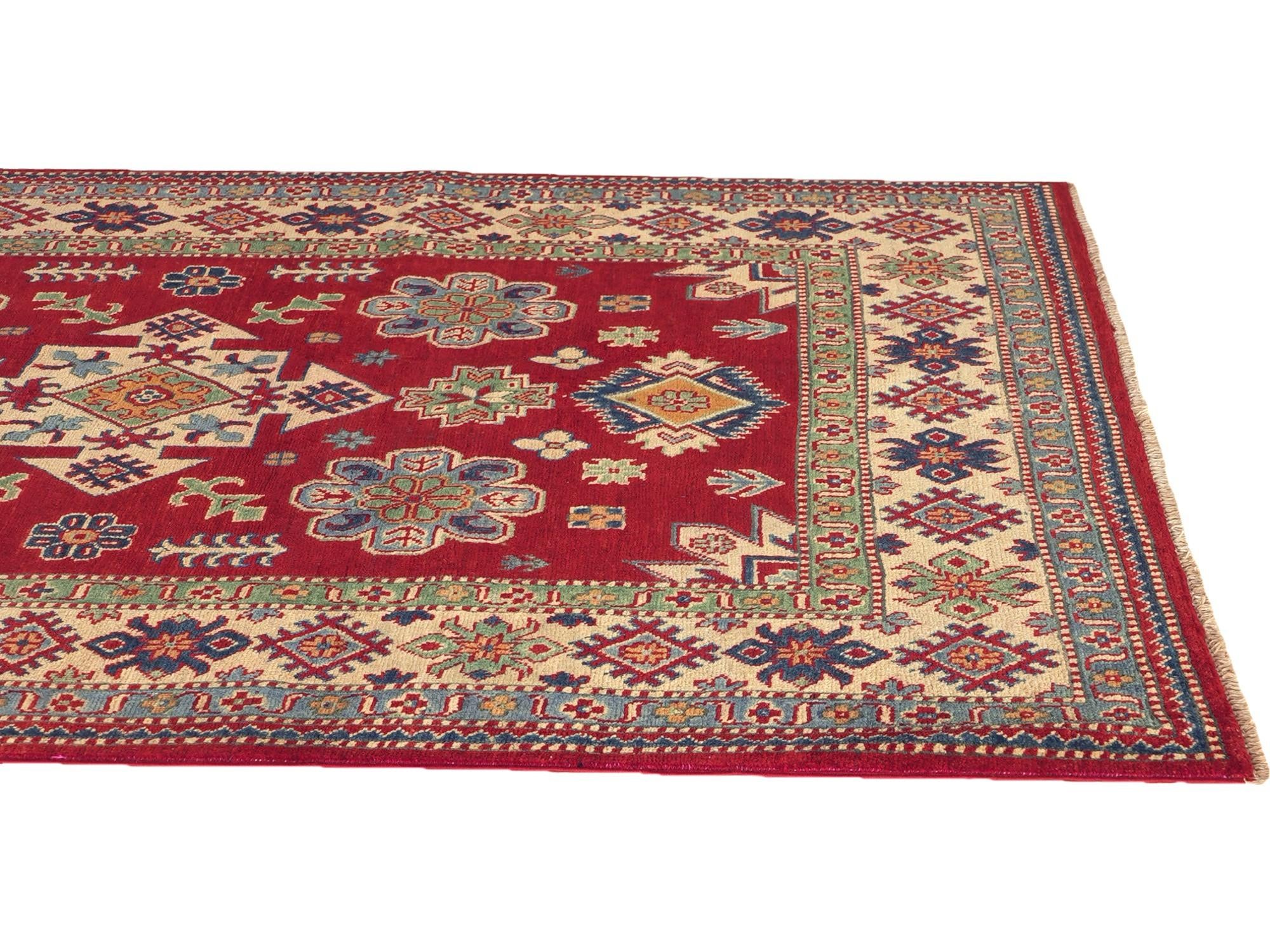 155cm x 210cm Noué main Kazak Tapis