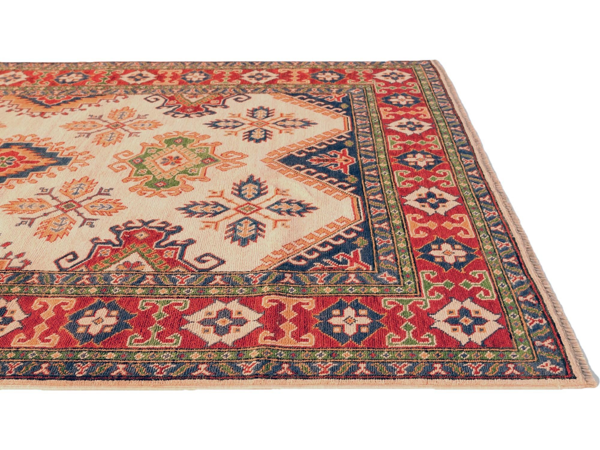 4' 11 x 7' 4 Hand Knotted Kazak Rug