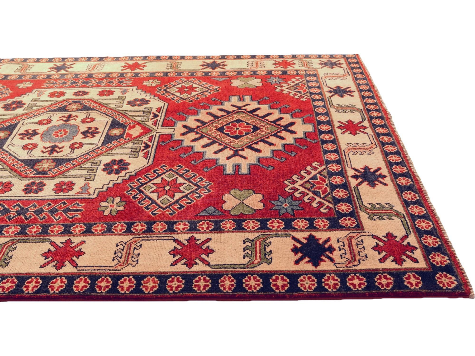 5' 3 x 6' 9 Hand Knotted Kazak Rug