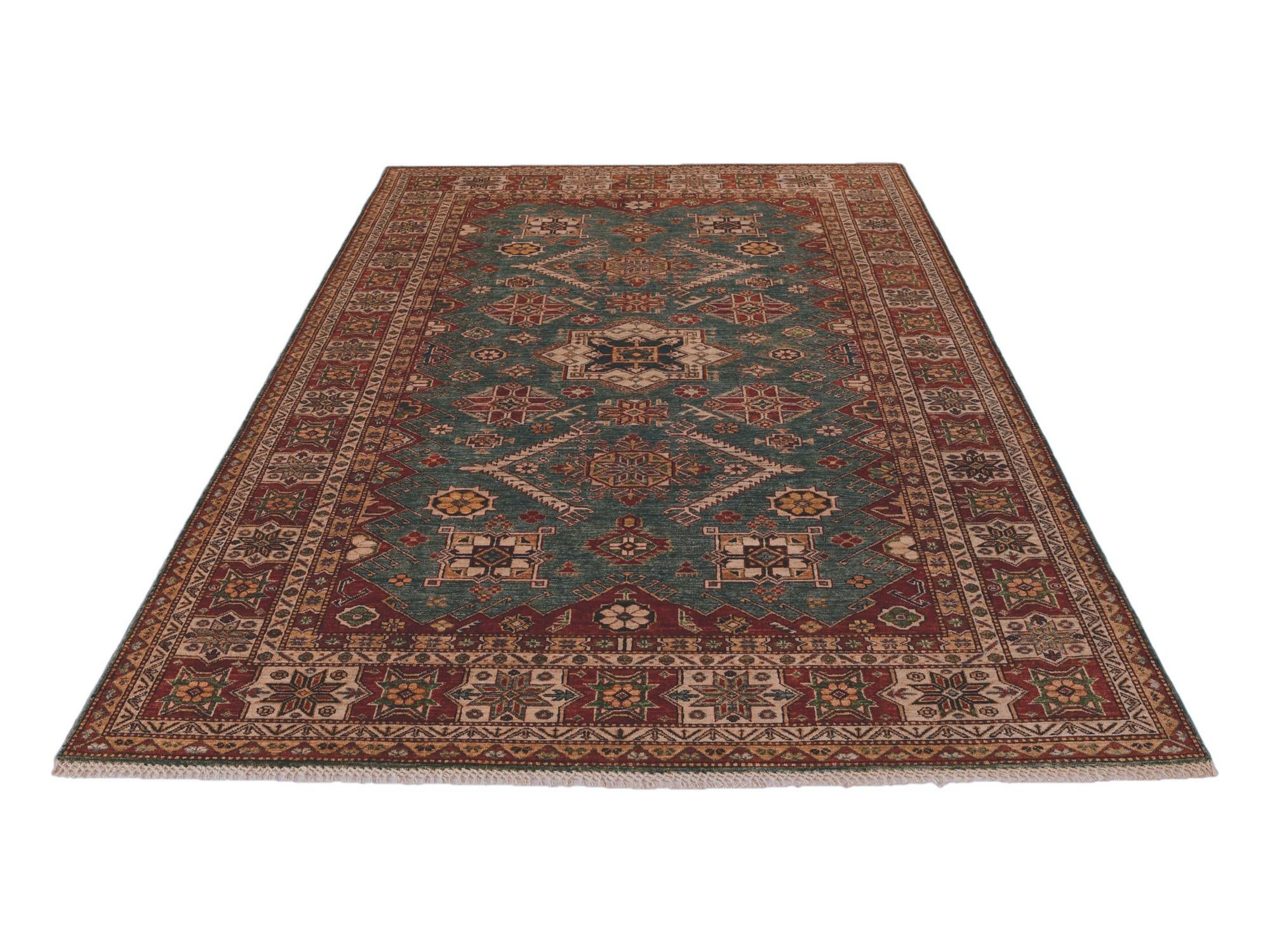6' 8 x 9' 11 Hand Knotted Kazak Rug