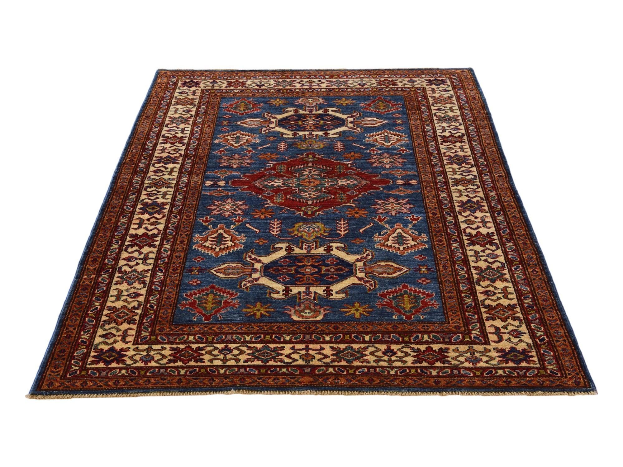 4' 1 x 5' 10 Hand Knotted Kazak Rug