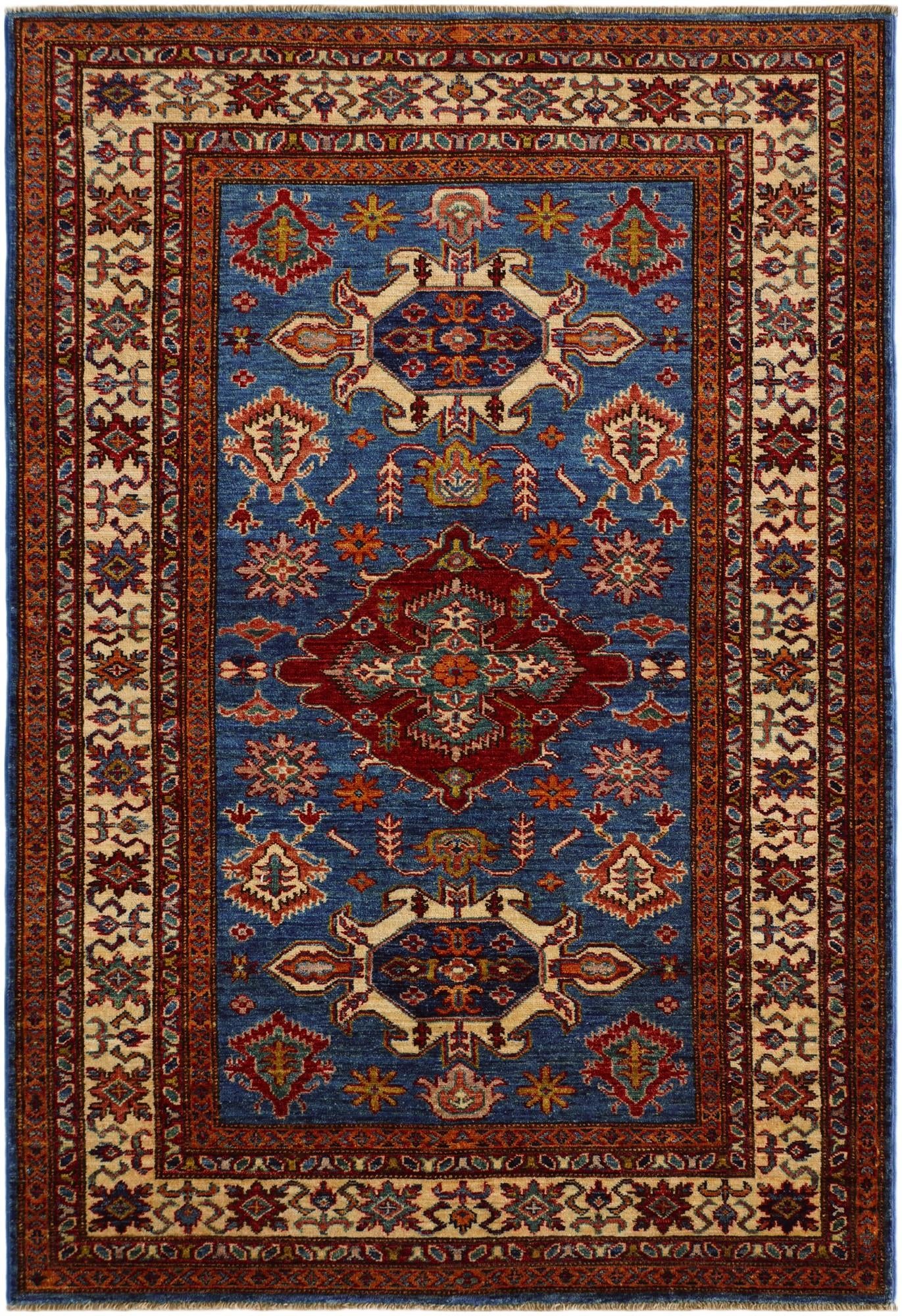 4' 1 x 5' 10 Hand Knotted Kazak Rug