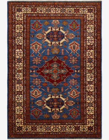 4' 1 x 5' 10 Hand Knotted Kazak Rug