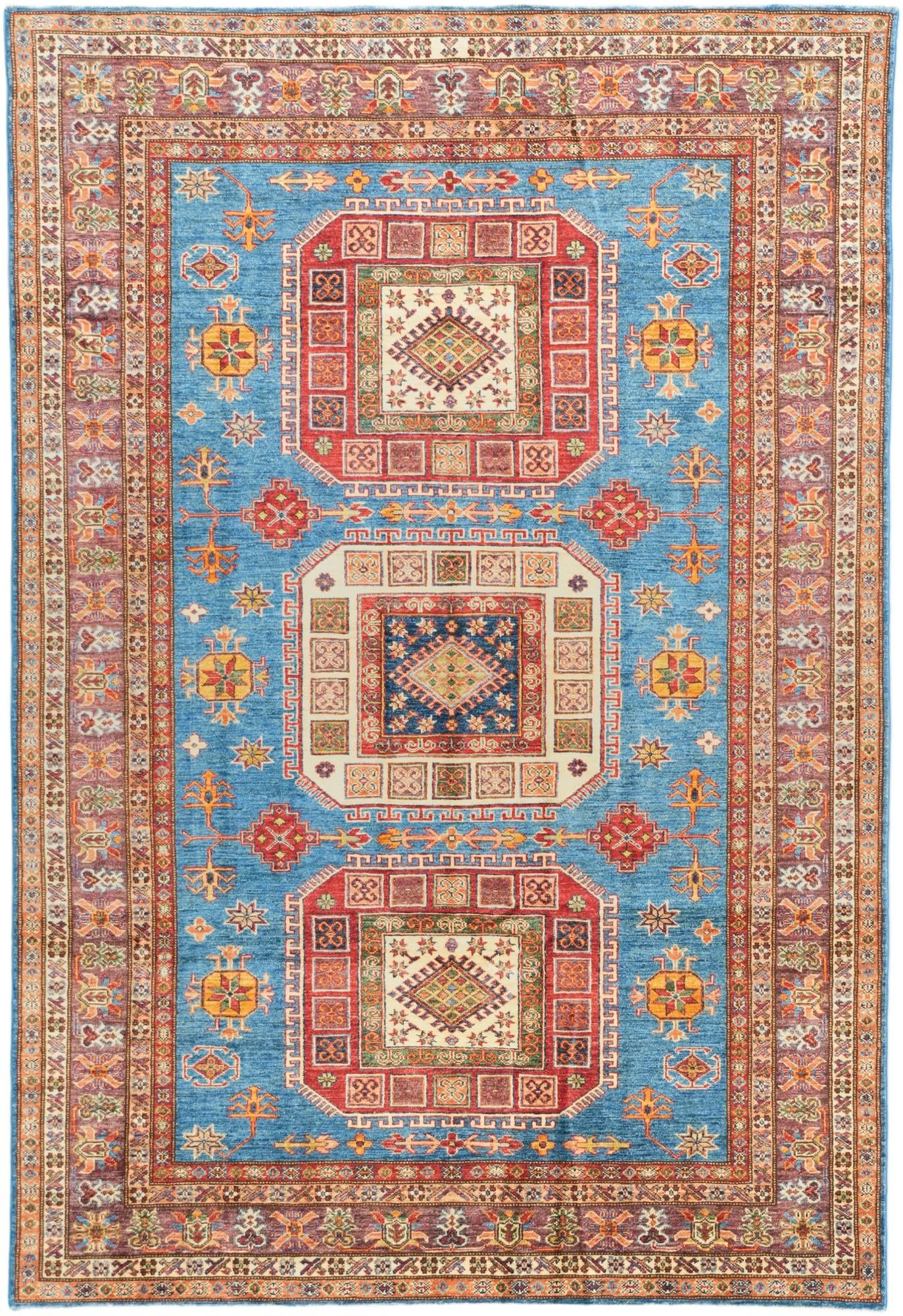 6' 1 x 8' 10 Hand Knotted Kazak Rug