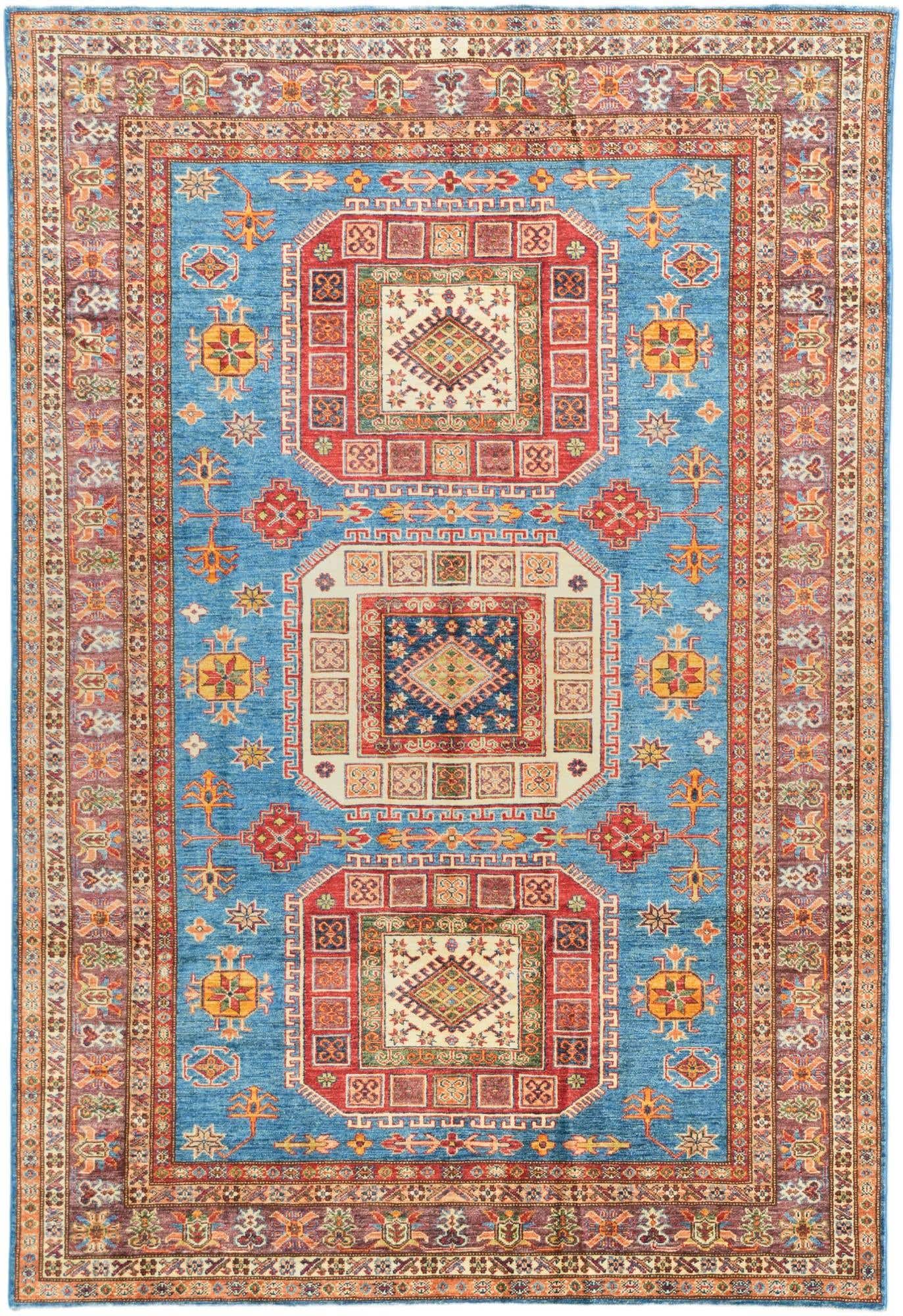 6' 1 x 8' 10 Hand Knotted Kazak Rug