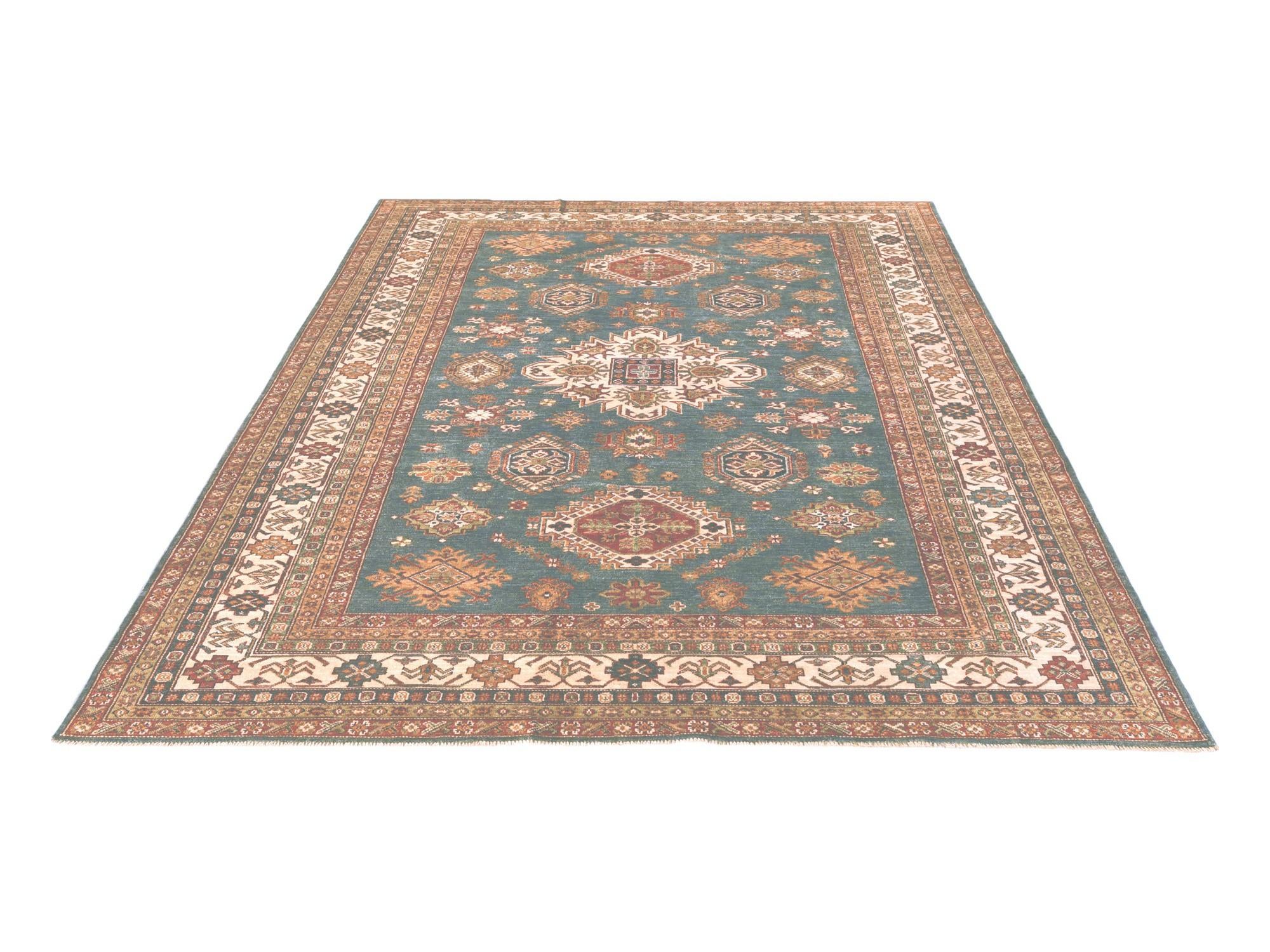6' 11 x 9' 5 Hand Knotted Kazak Rug