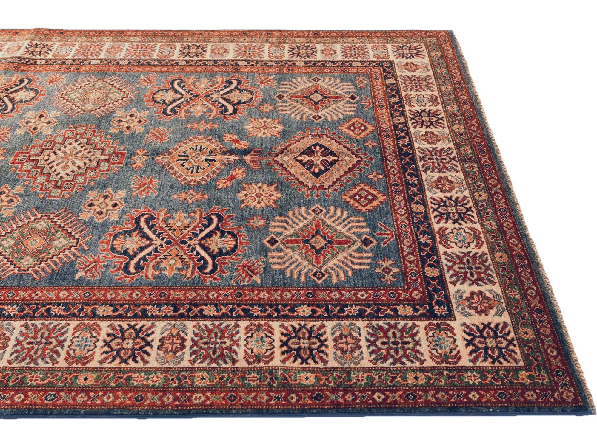 5' 1 x 6' 9 Hand Knotted Kazak Rug