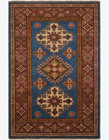 2' 8 x 4' Hand Knotted Kazak Rug