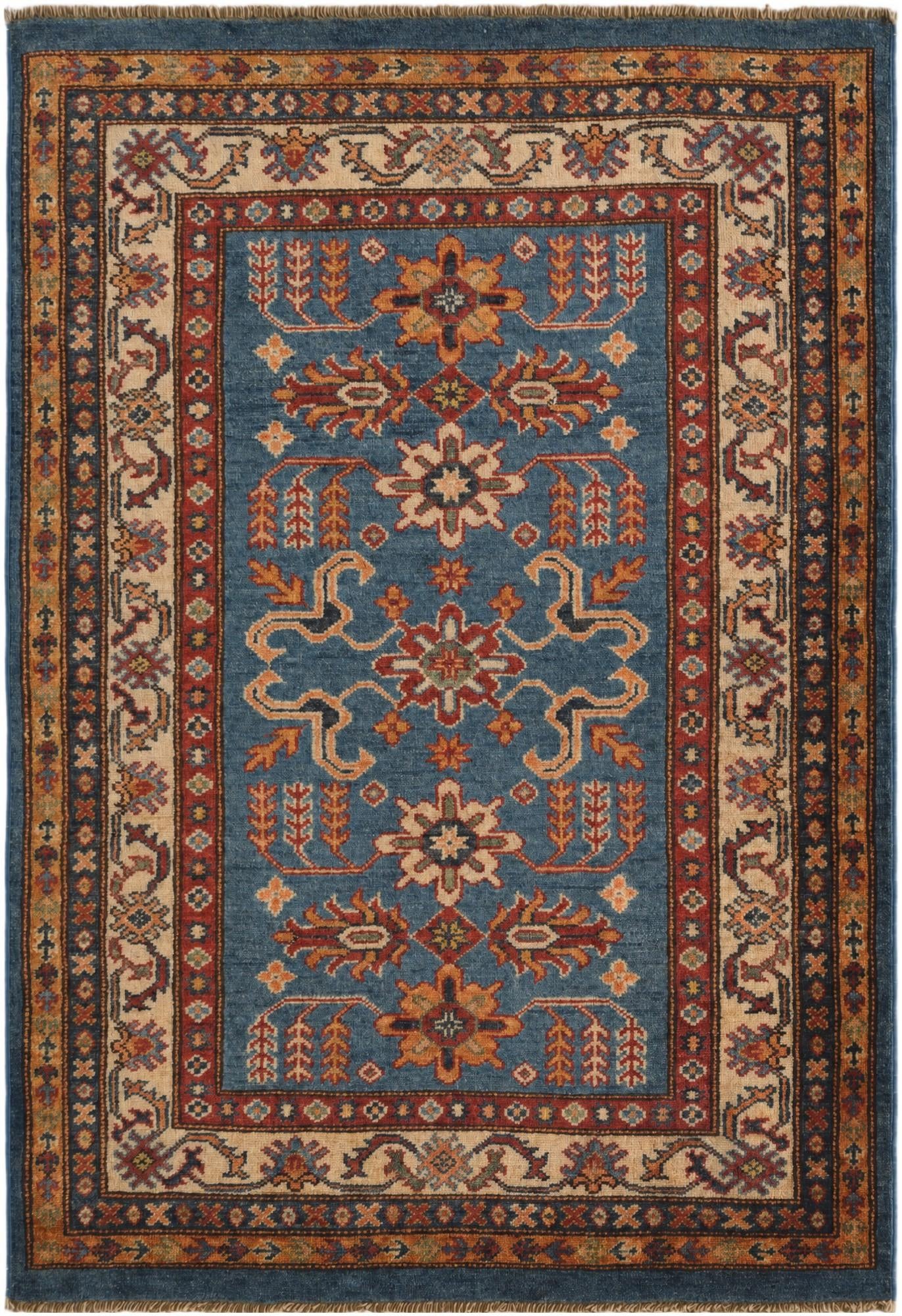 3' x 4' 4 Hand Knotted Kazak Rug